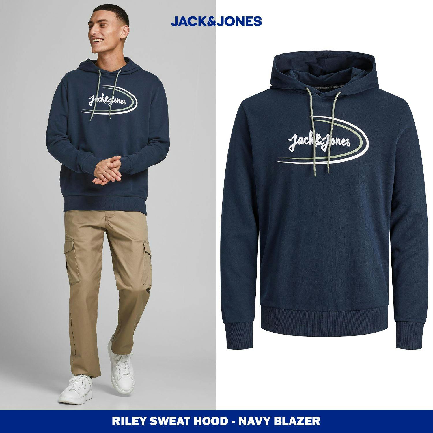 Jack & Jones Men's Navy Logo Printed Pullover Sweatshirt Cotton, - Xs - Image 4