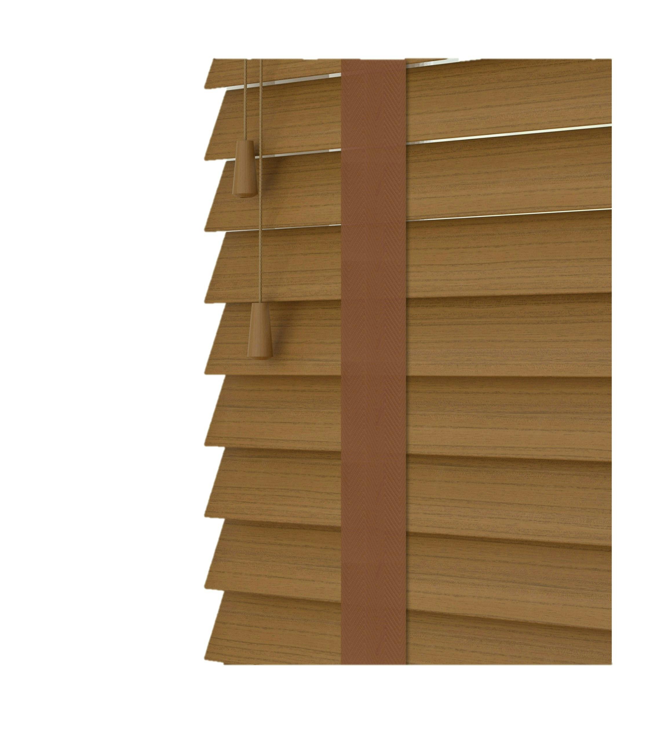 Newedgeblinds White Truffle Faux Wood Venetian Blinds With Tapes (130Cm Drop) - 140Cm