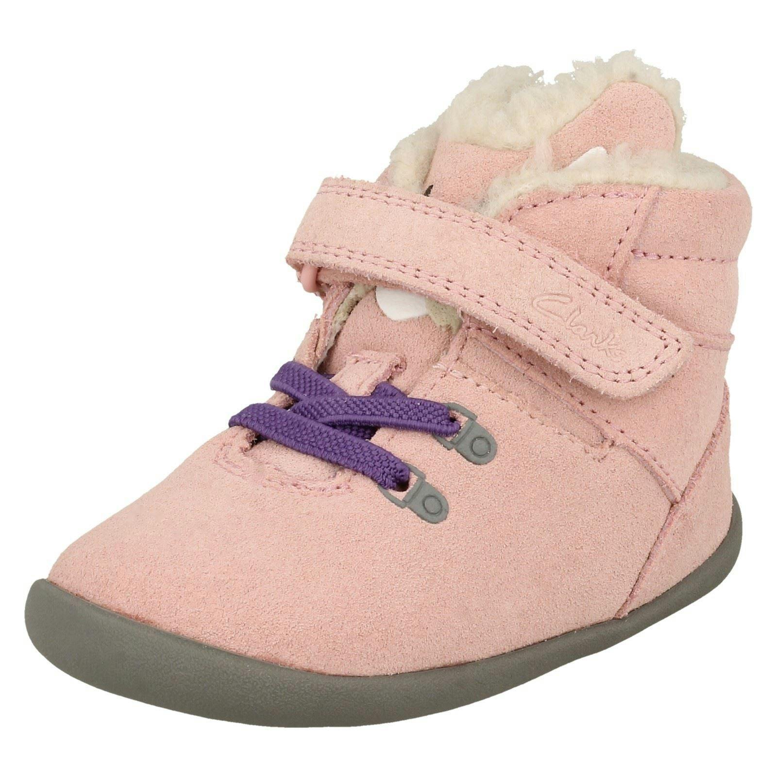 Clarks Light/Pink Childrens Fox Detailed Ankle Boots Roamer Snug T - Uk 5 Child - F