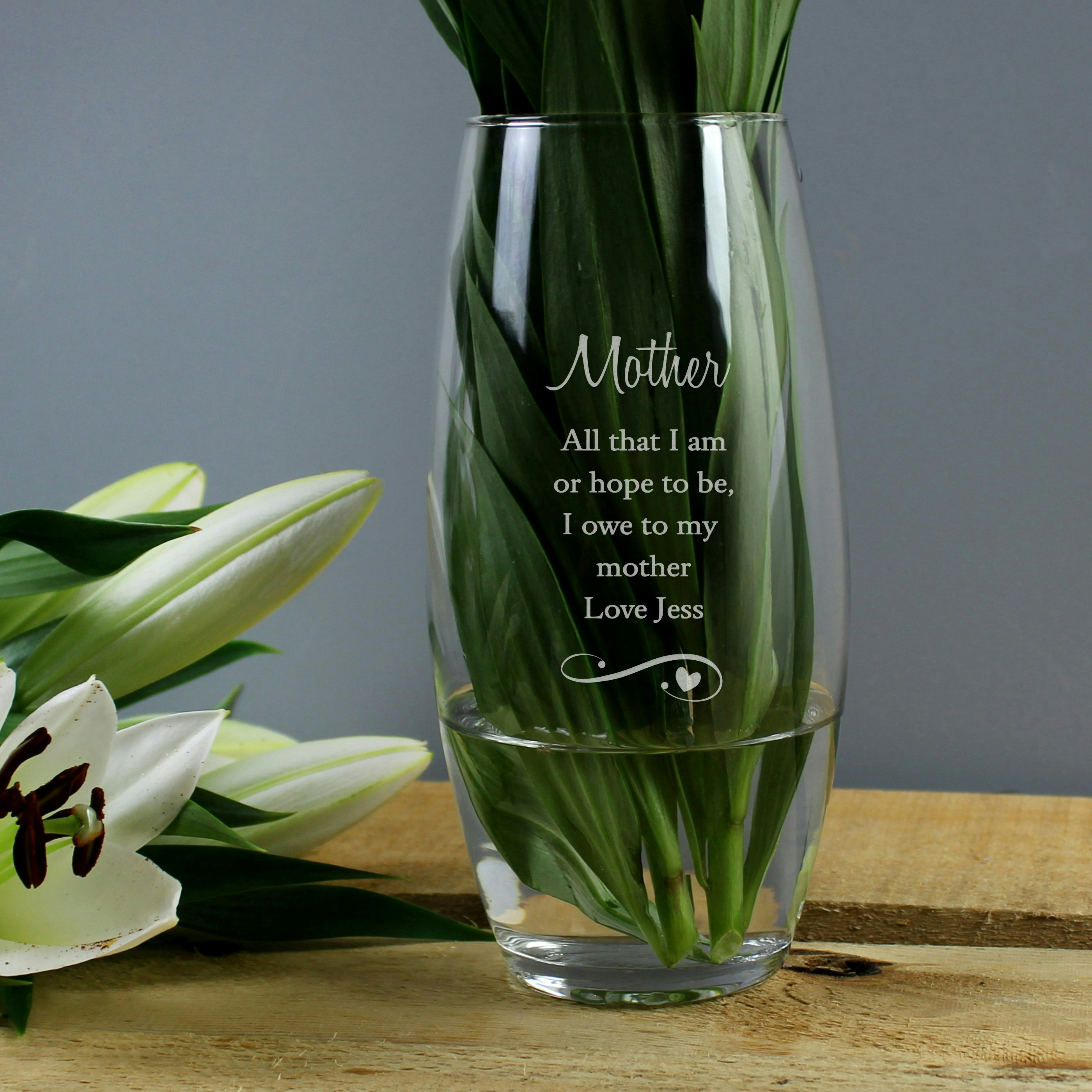 Rackhams Personalised Swirls & Hearts Bullet Vase