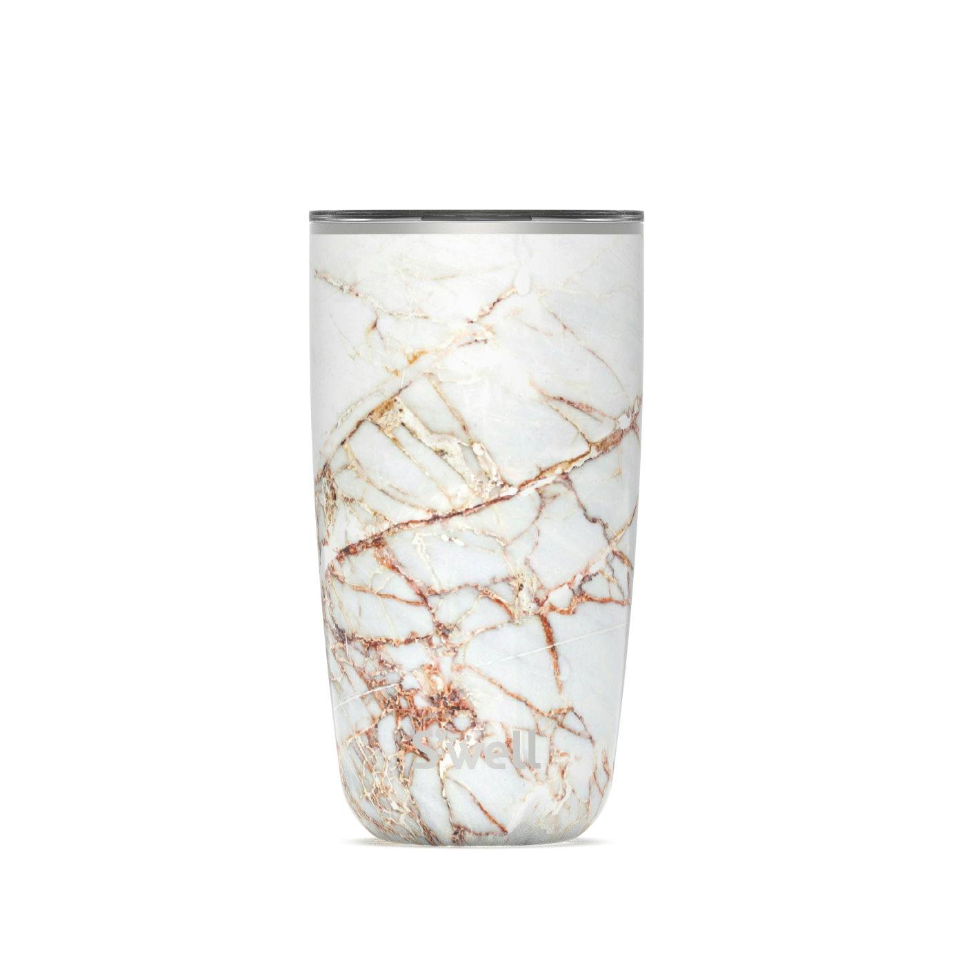 Rackhams Gold Calacatta Tumbler With Lid, 530Ml - Stainless Steel - Travel Mug