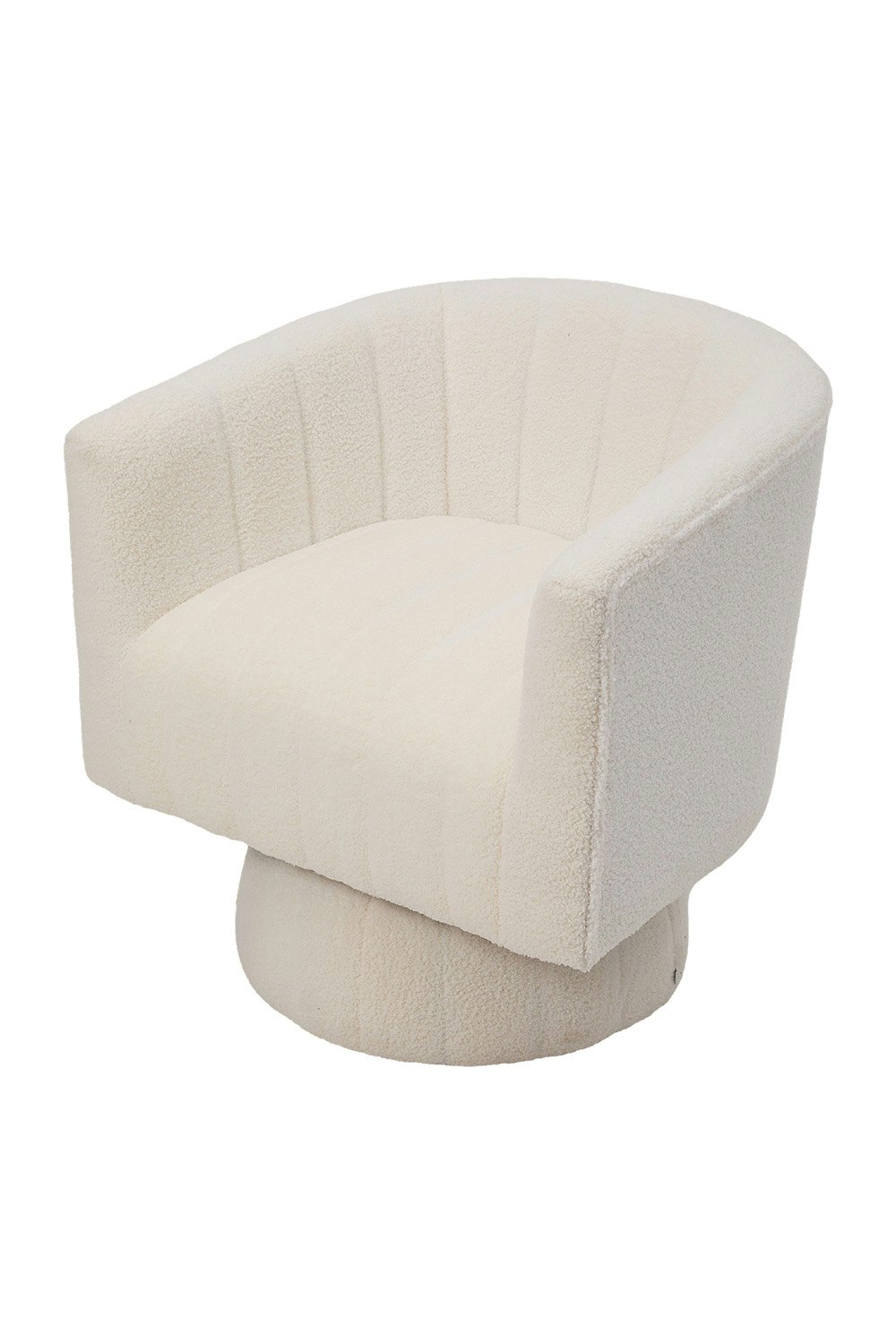 Rackhams White Sherpa Upholstered Swivel Accent Armchair