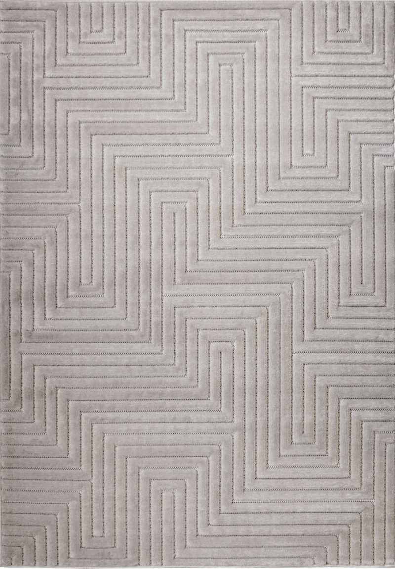 The Rugs Grey Maze Rug – Geometric 3D Textured Design - 120X170 Cm