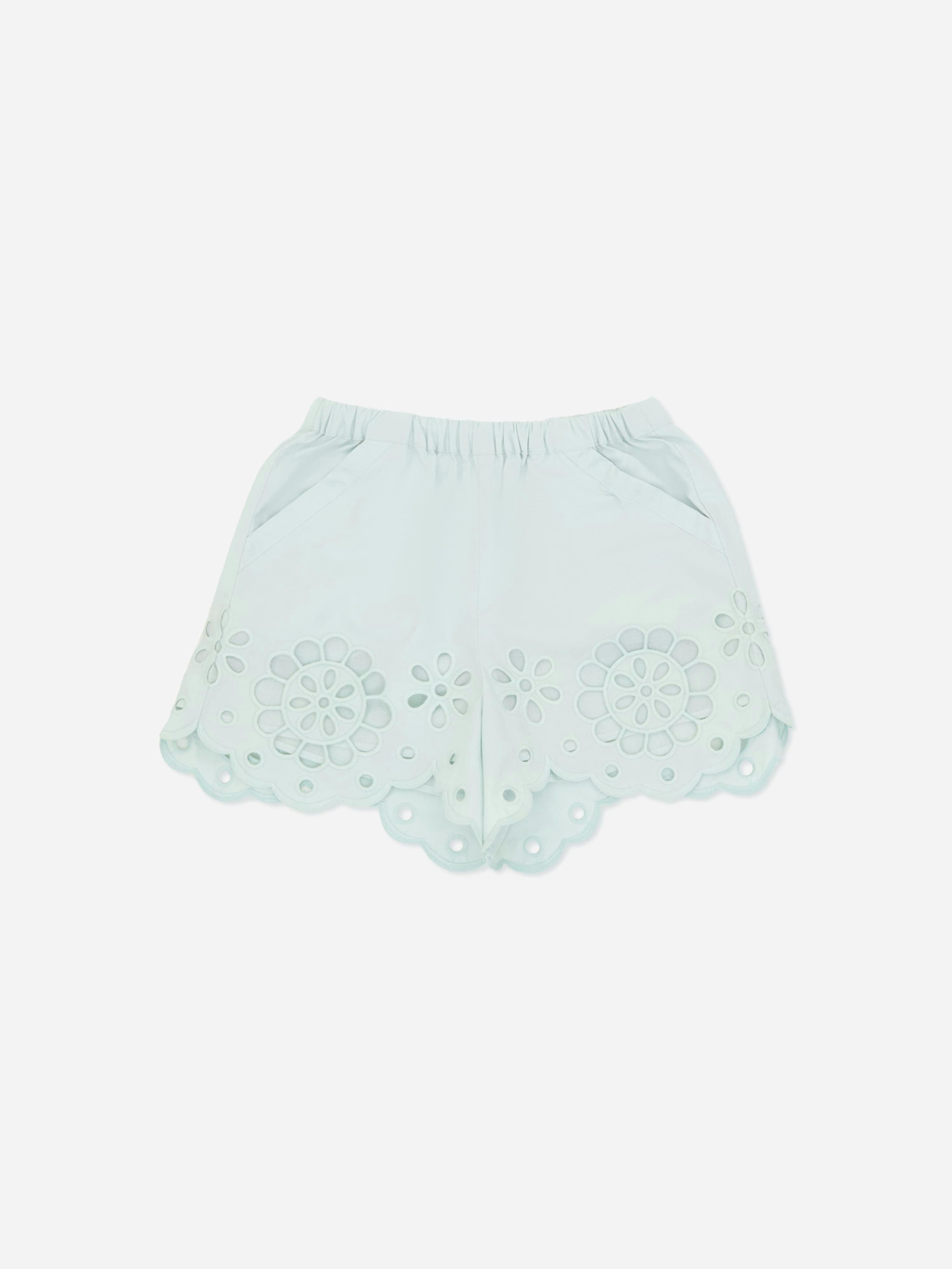 Zimmermann Girls Blue Awaken Broderie Anglaise Shorts In - 12 Yrs