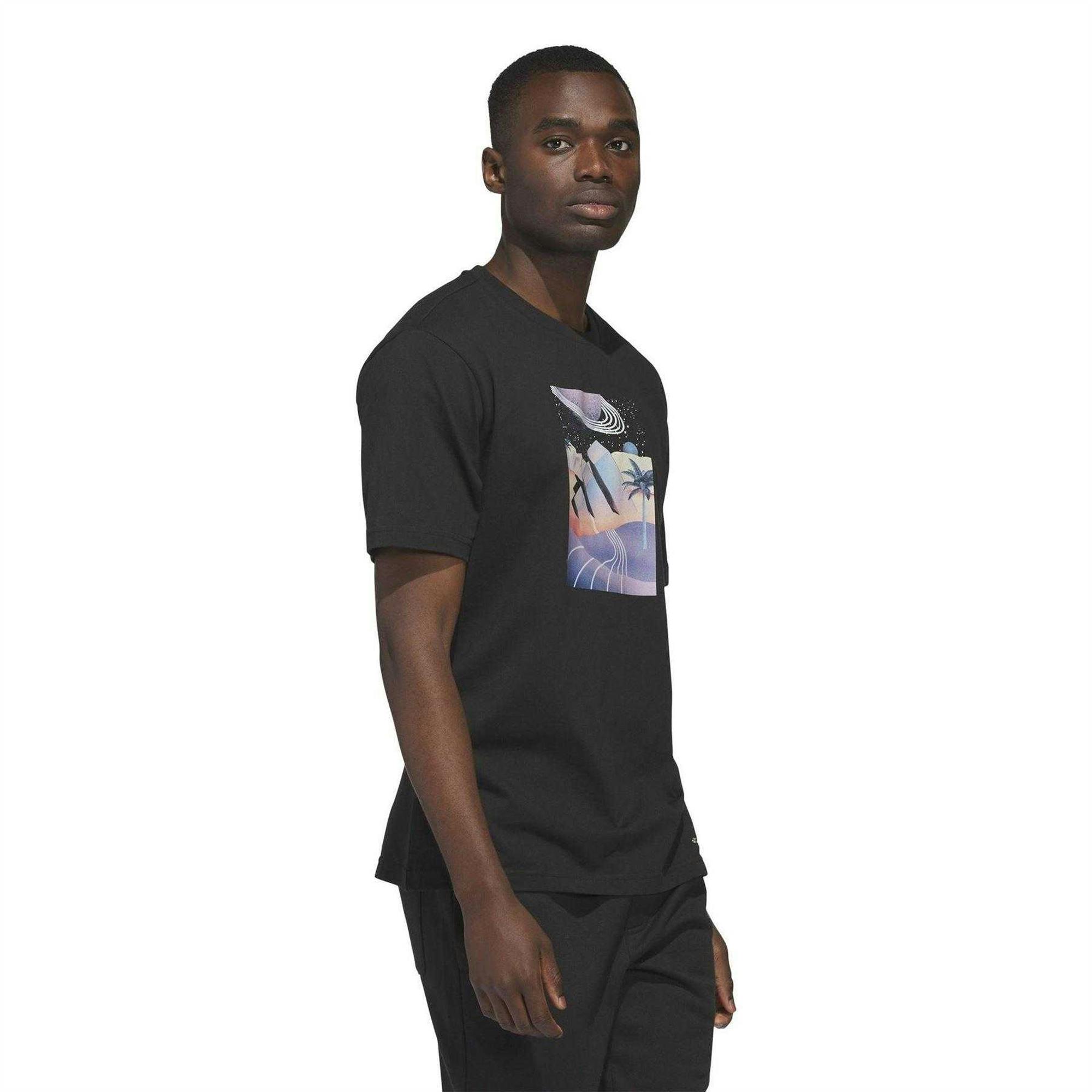 Adidas Men's Black Galaxy Logo T-Shirt - M - 100% Cotton