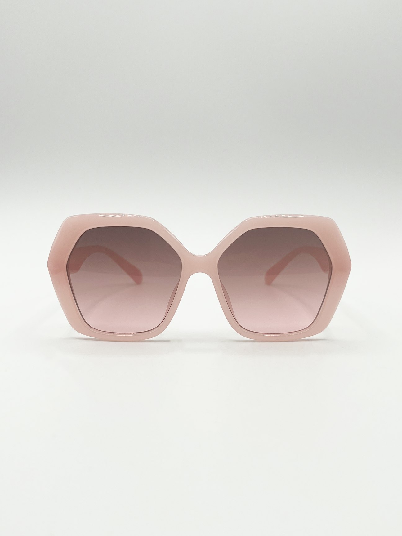 Svnx Pink Oversized Rounded Angular Sunglasses In - One Size