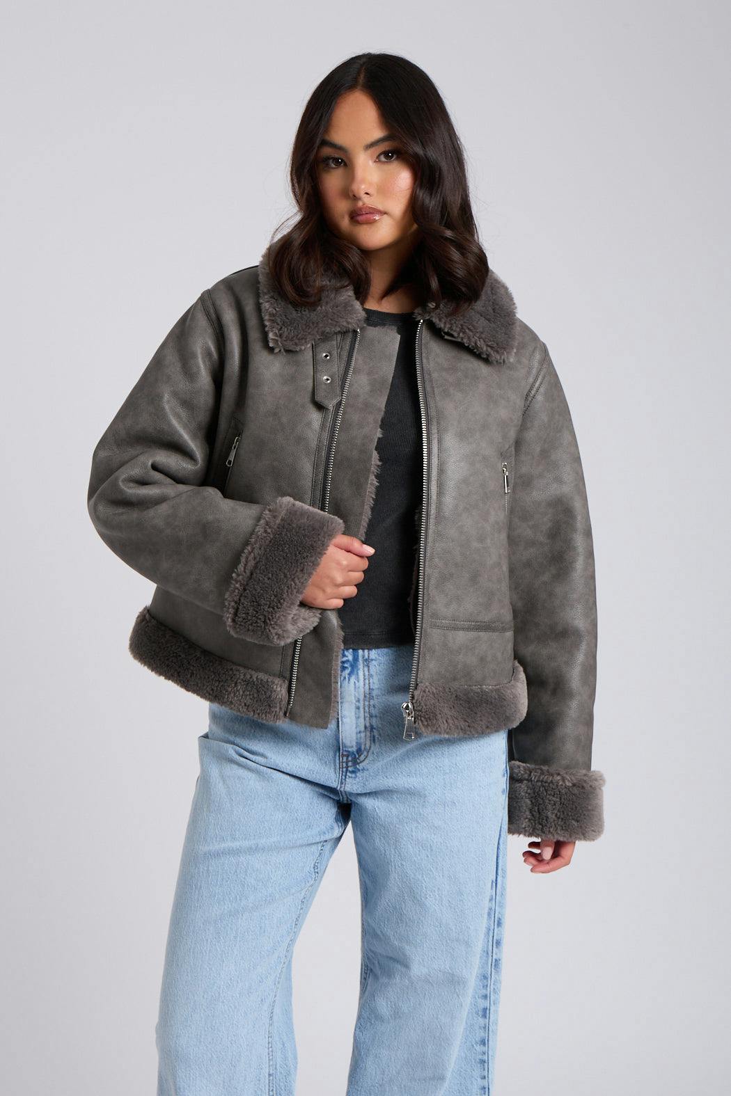 Urban Bliss Grey Cropped Bonded Jacket - 14