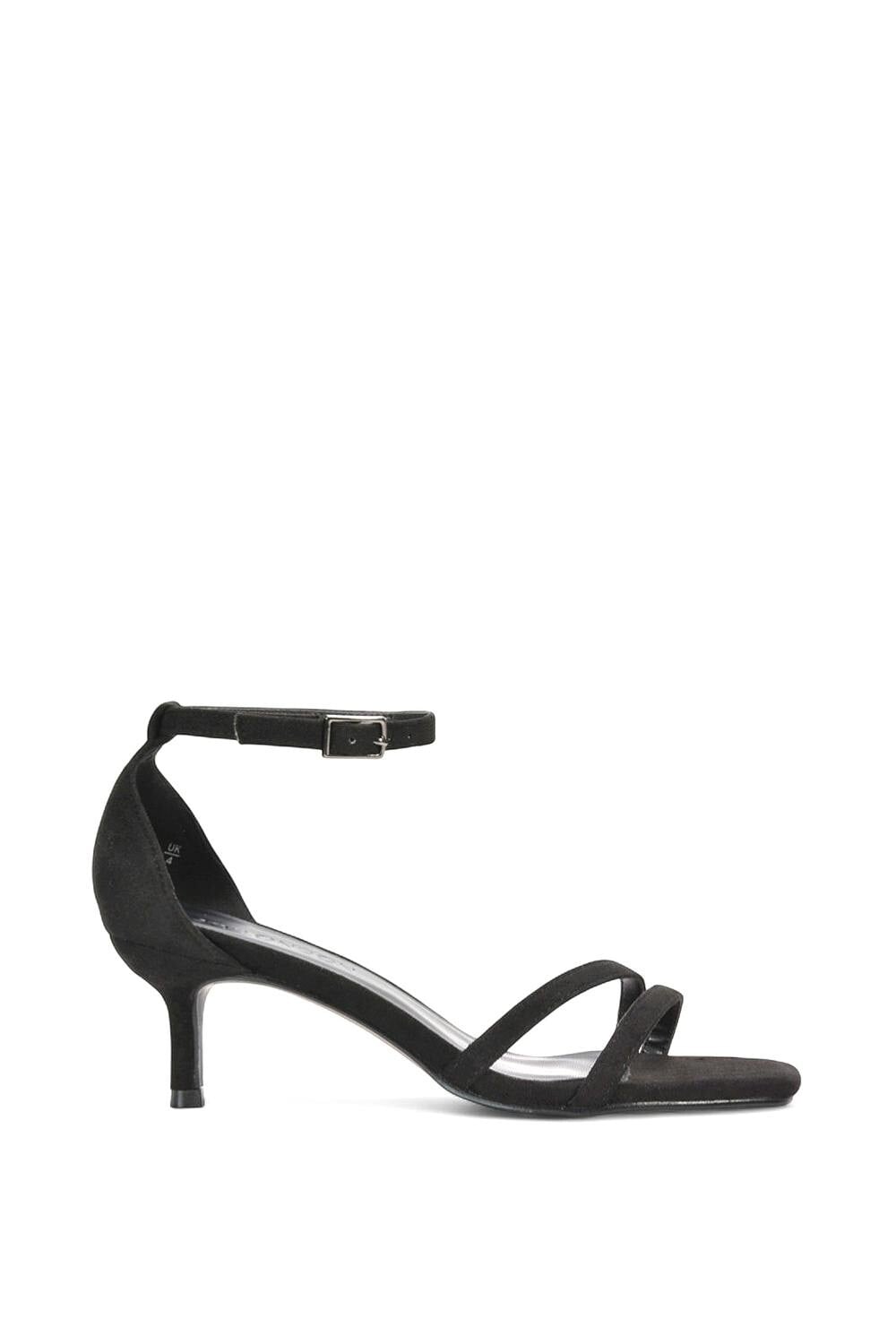 Xy London Women's Black Open Toe Strappy Low Kitten Heel Sandal Shoes - 3