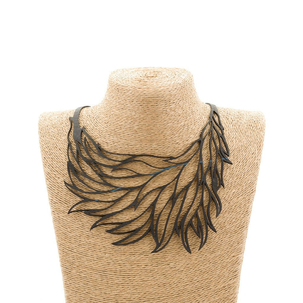 Paguro Black Flame Handmade Upcycle Statement Necklace