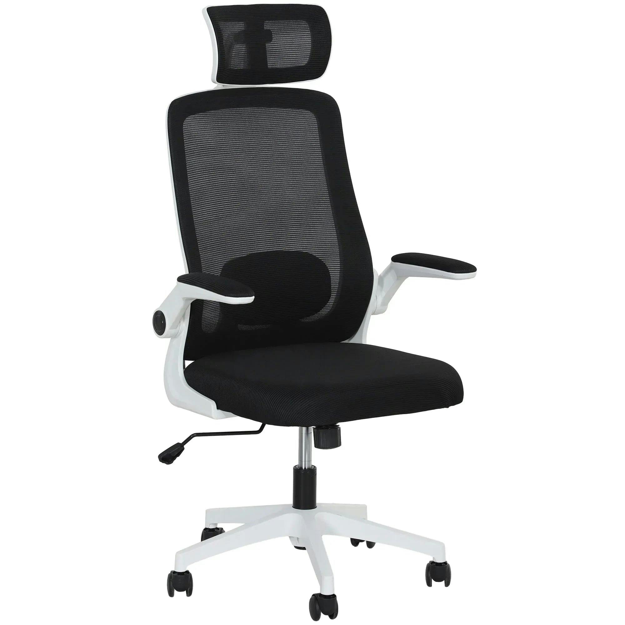 Homcom Unisex Black Executive Mesh Office Chair With Headrest, Lumbar Support In - Image 6