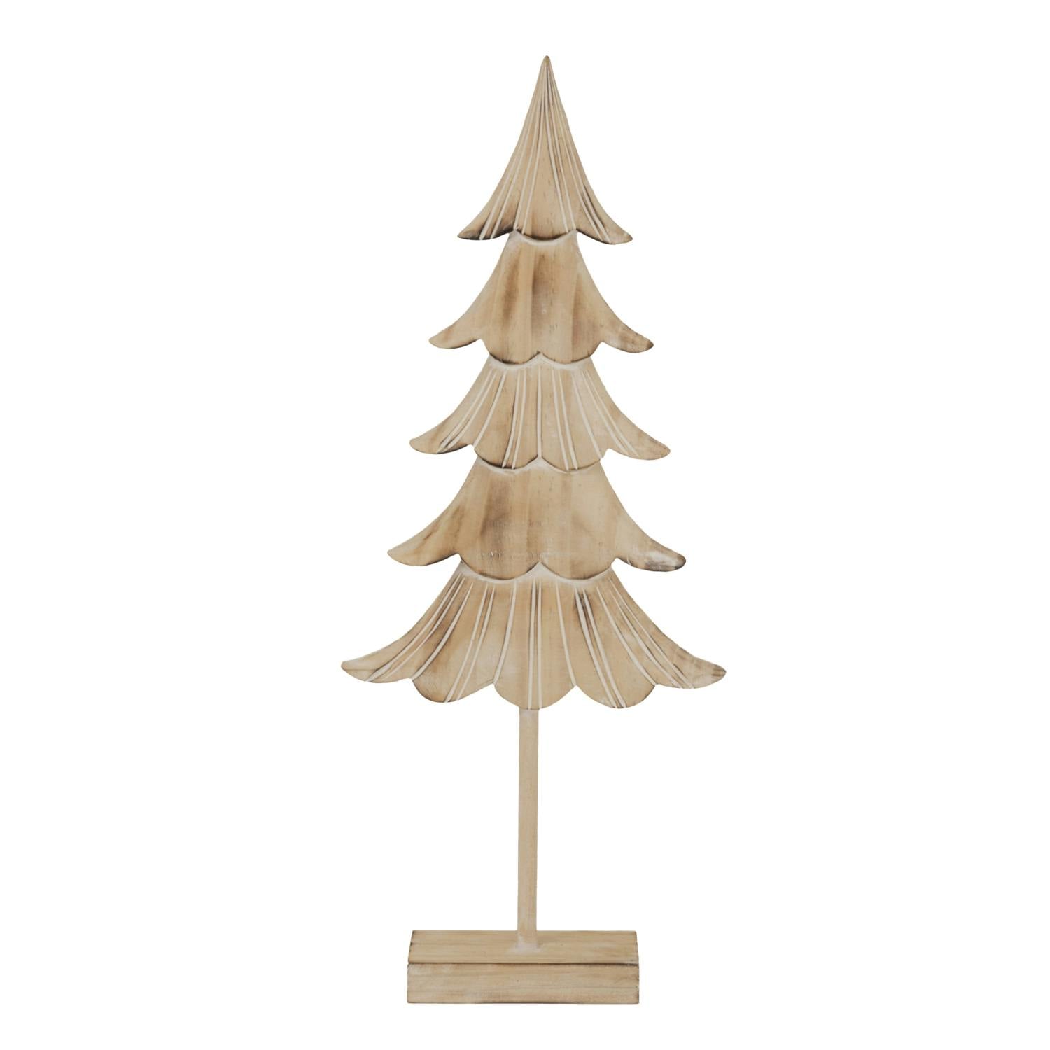 Rackhams Brown/White Rustic Fir Tree Christmas Decoration - 41Cm X 6Cm X 22Cm - 100% Mixed