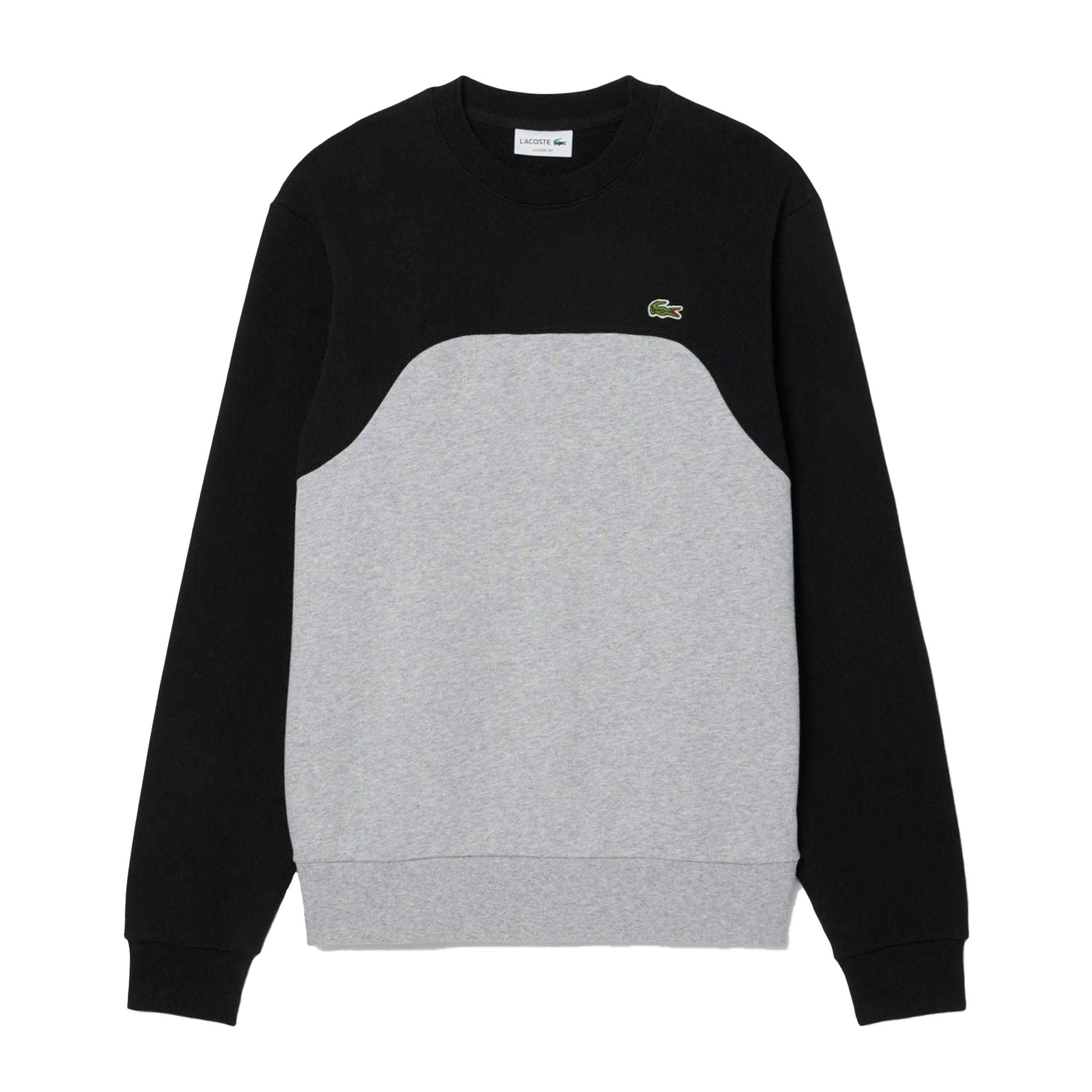 Lacoste Men's Grey/Black Colour Block Fleece Sweatshirt - Xs - 100% Mixed