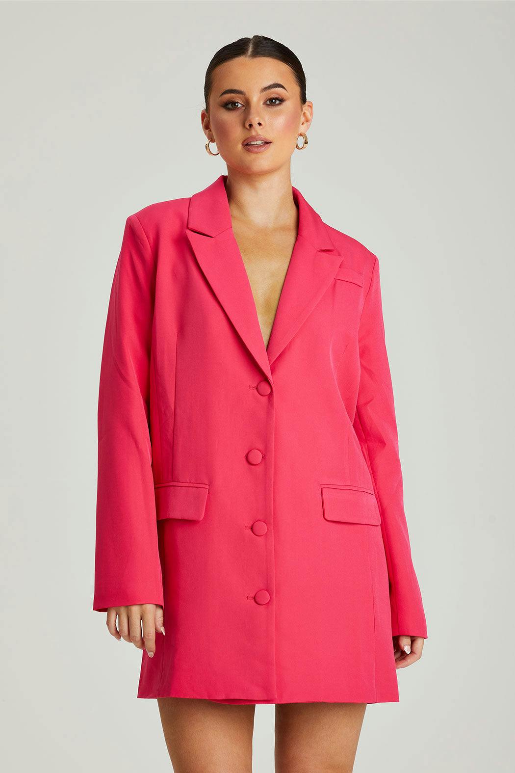 Urban Bliss Pink Hot Oversized Blazer Dress - 10