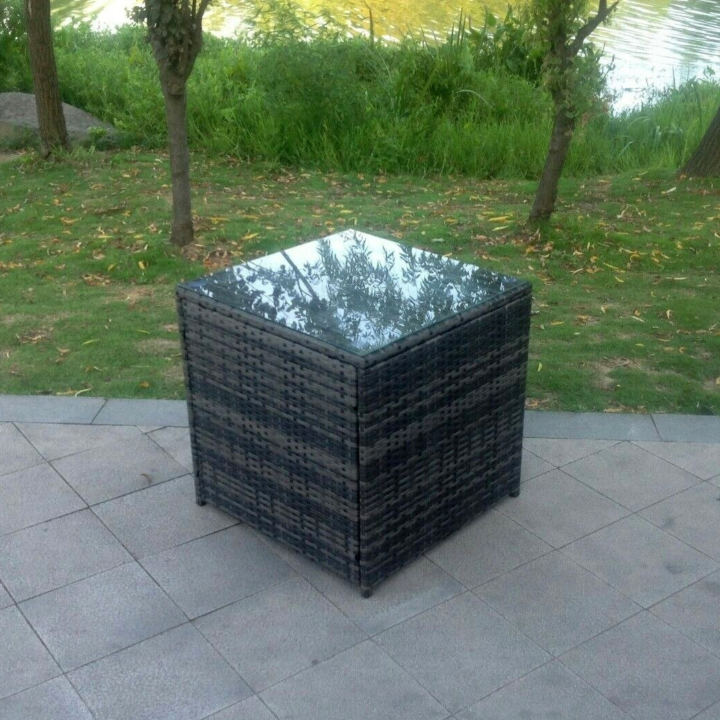 Rackhams Grey Rattan Cube Side Coffee Table