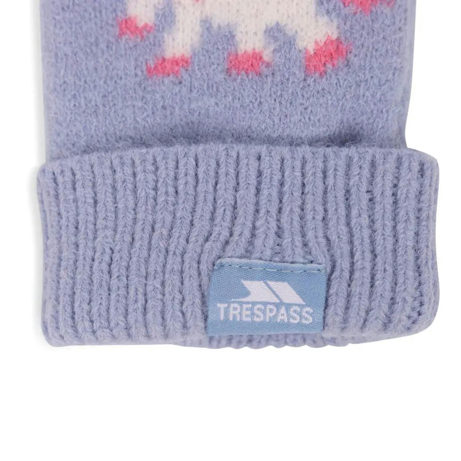 Trespass Women's Light Blue Girl's Danica Knitted Unicorn Winter Gloves In | Size: 8-10 Years - Image 2