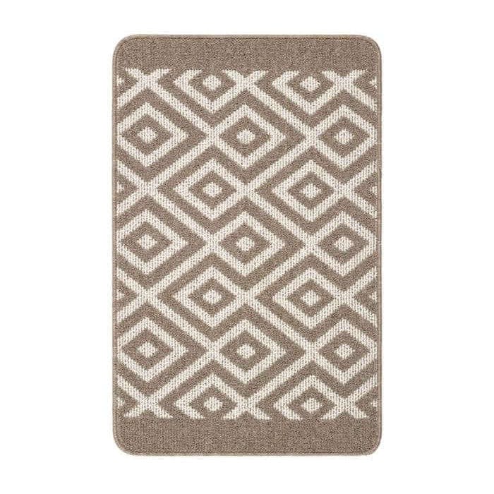 The Rugs Beige Diamond Washable Mat And Runner - 50X75 Cm