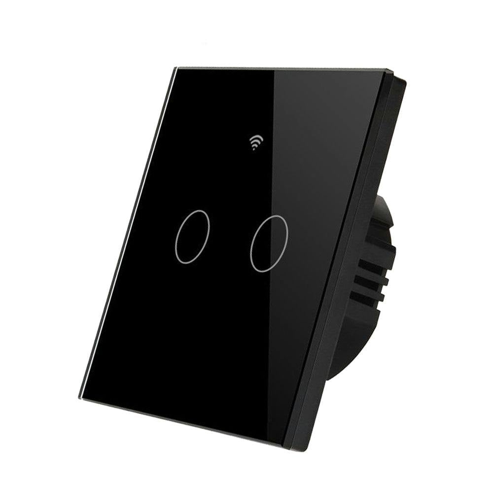 Ener-J Unisex White Smart Touch 2 Gang Wifi Wall Switch No Neutral Required Black In - Image 2