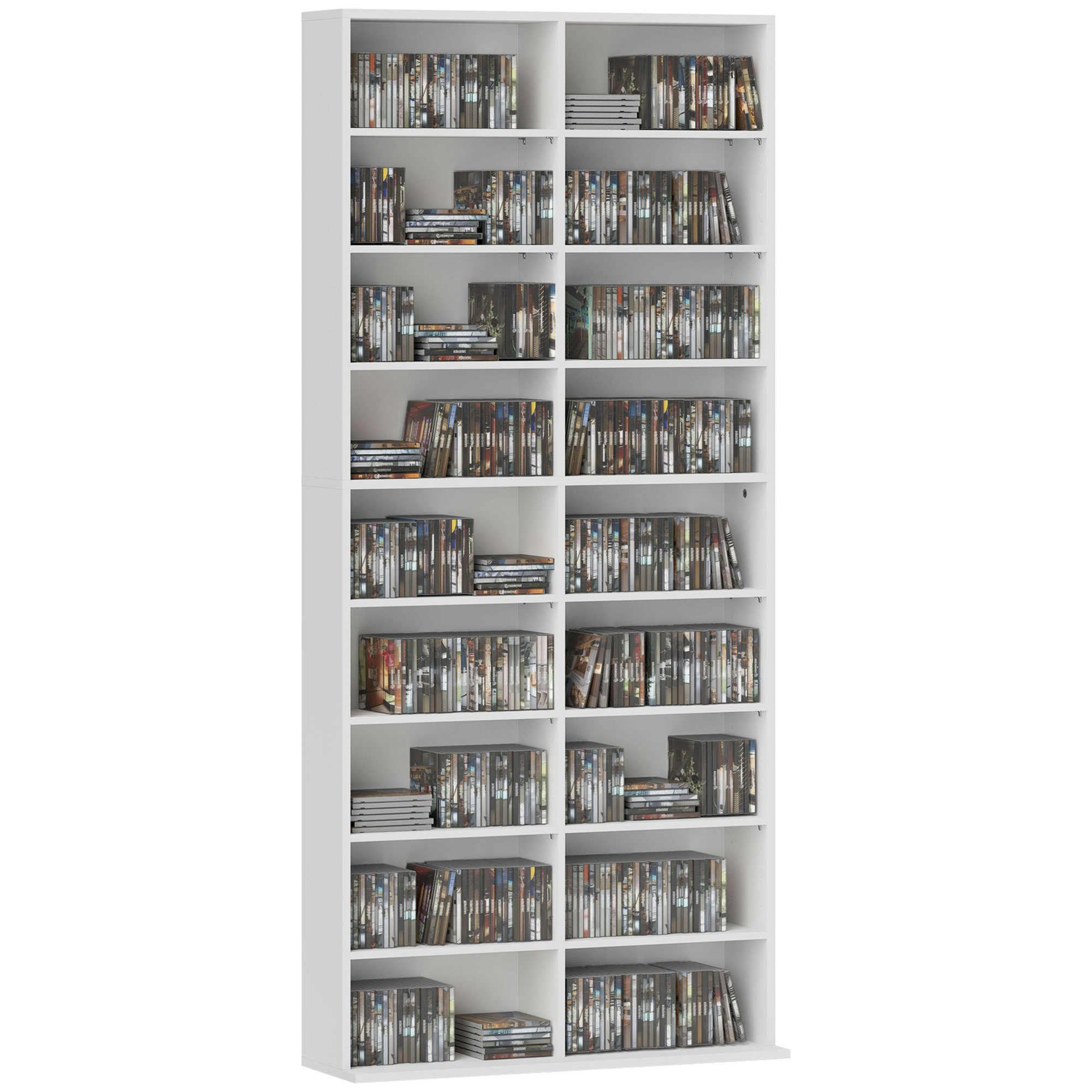 Rackhams Black/White 640 Cd Storage Unit 360 Dvd Storage Tower W/ Compartments Size 18