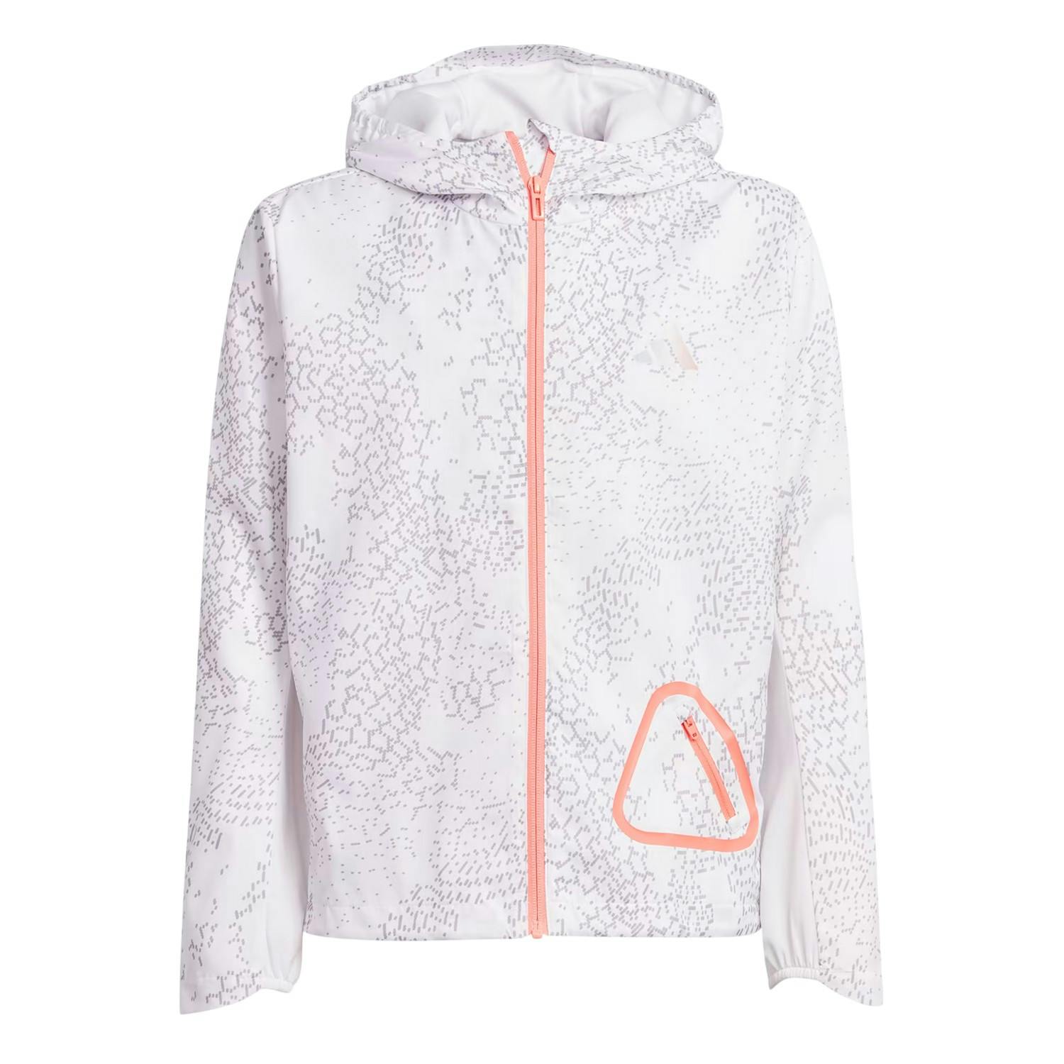 Adidas White/Light/Grey Kids Printed Windbreaker - / Solid/Reflective - 11-12 Years - / Solid/Reflective - 100% Recycled Polyester