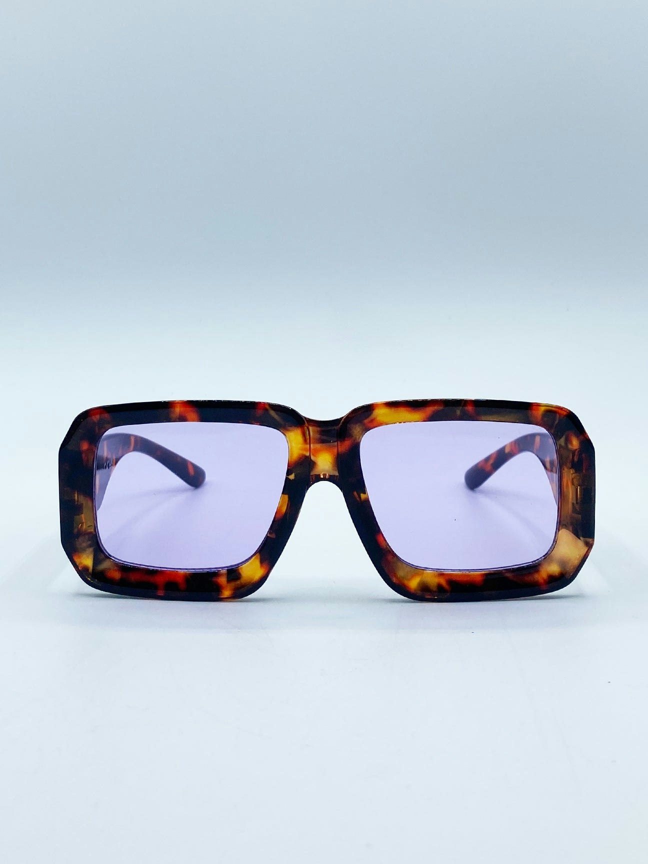 Svnx Brown/Purple Oversized Square Frame In Tortoiseshell With Lenses - One Size - Tortoiseshell