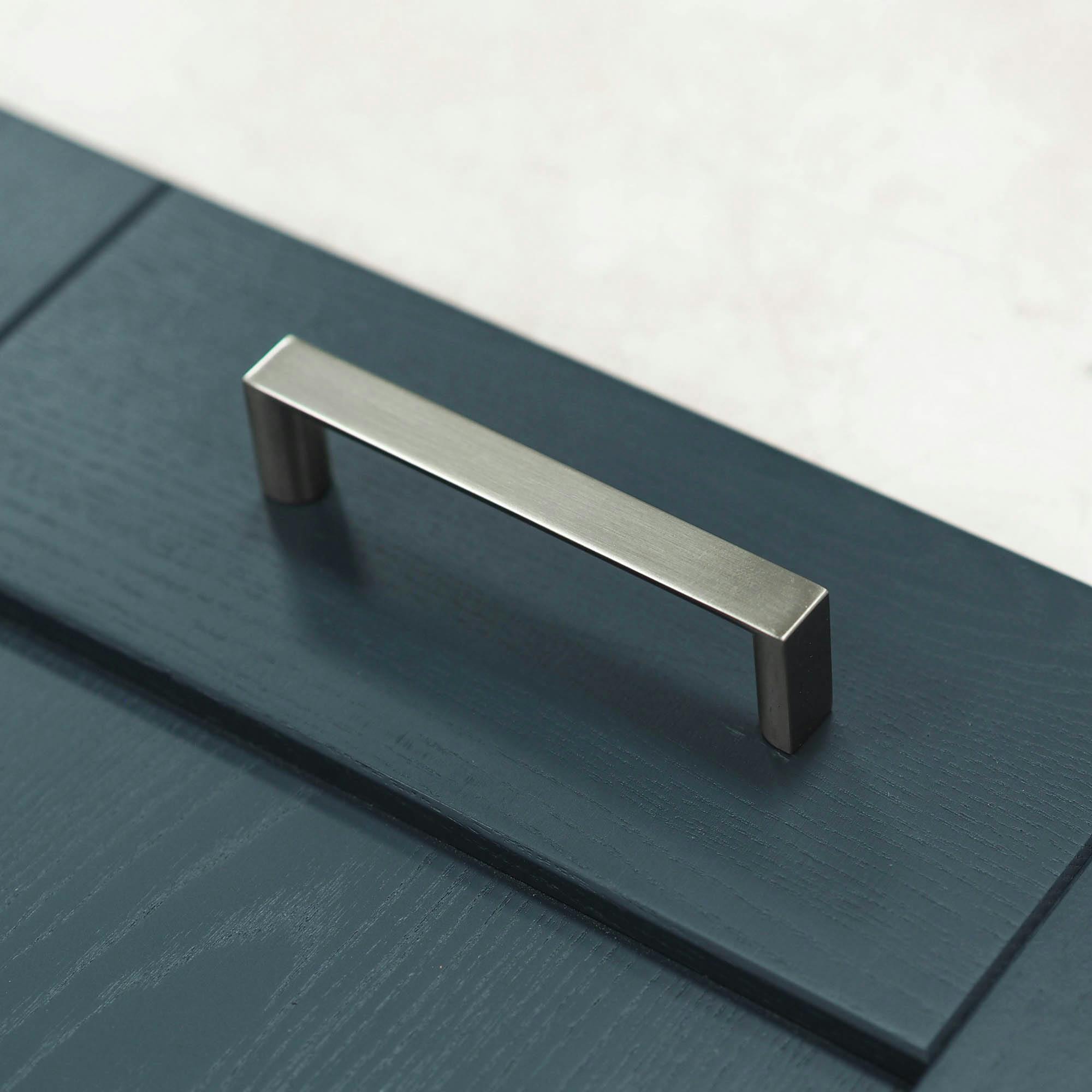 Rackhams Brushed Nickel Square D Handles - 96Mm Handle