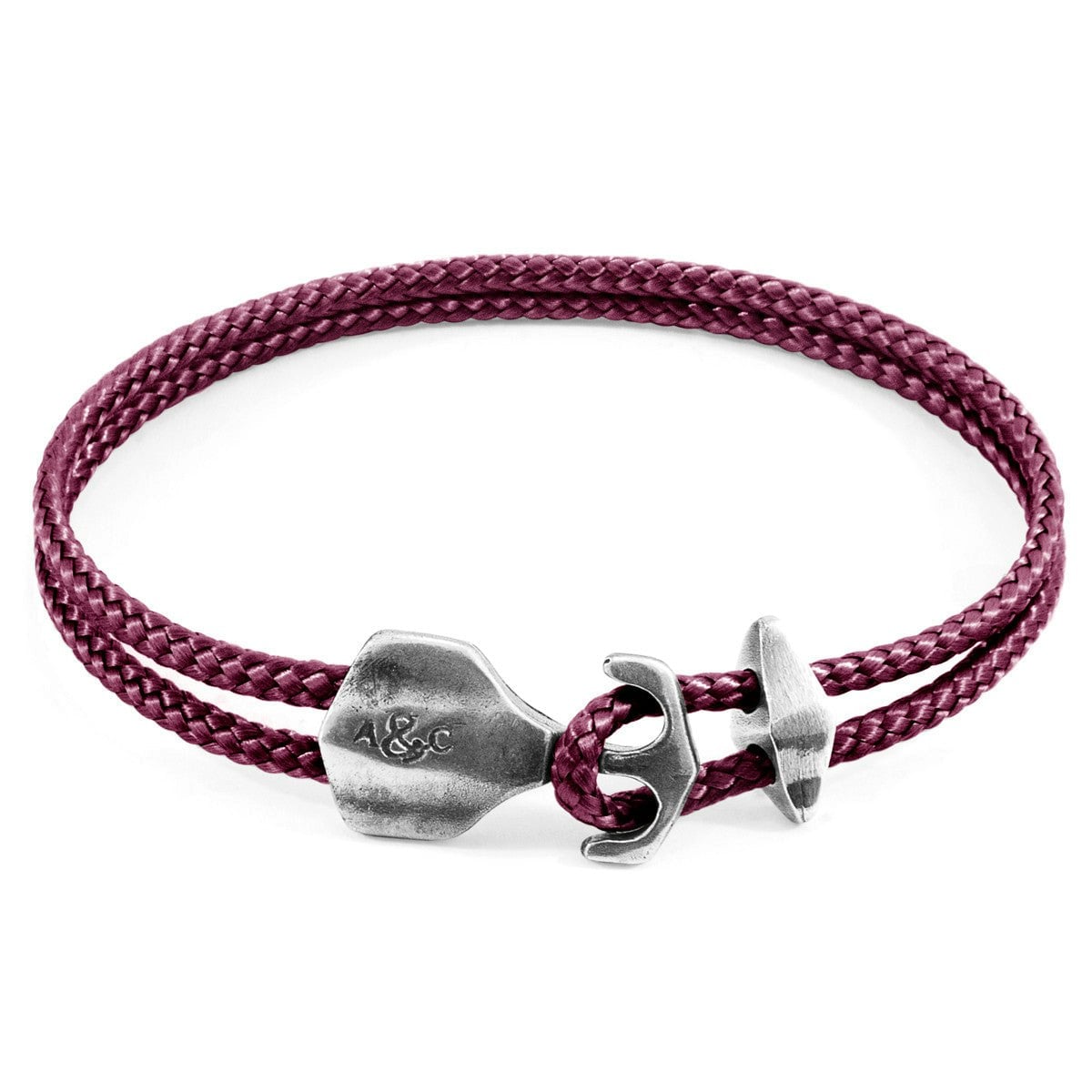 Anchor & Crew Purple/Silver Aubergine Delta Anchor And Rope Bracelet - M - 21Cm (Most Popular)