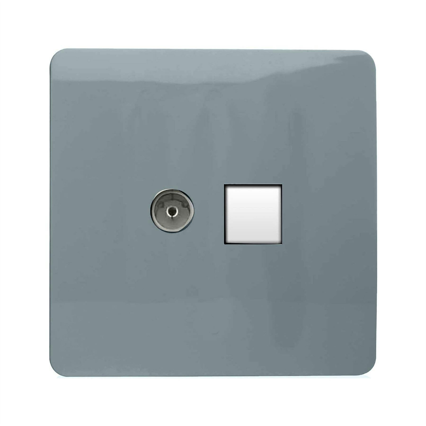 Trendi Switch 2 Gang Tv Co-Axial & Rj45 Cat 5E Ethernet Sockets - Cool Grey - Image 3