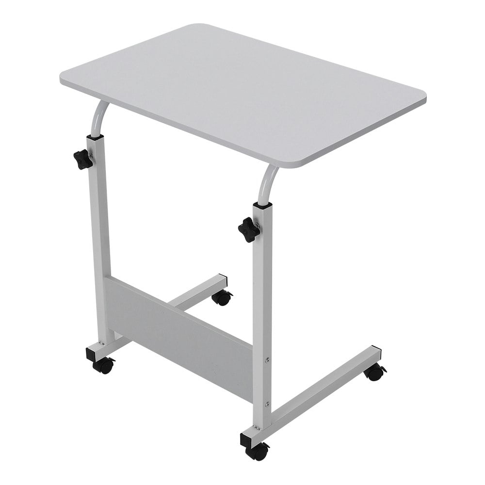 Rackhams White Height Adjustable Mobile Table Overbed Desk With Wheels