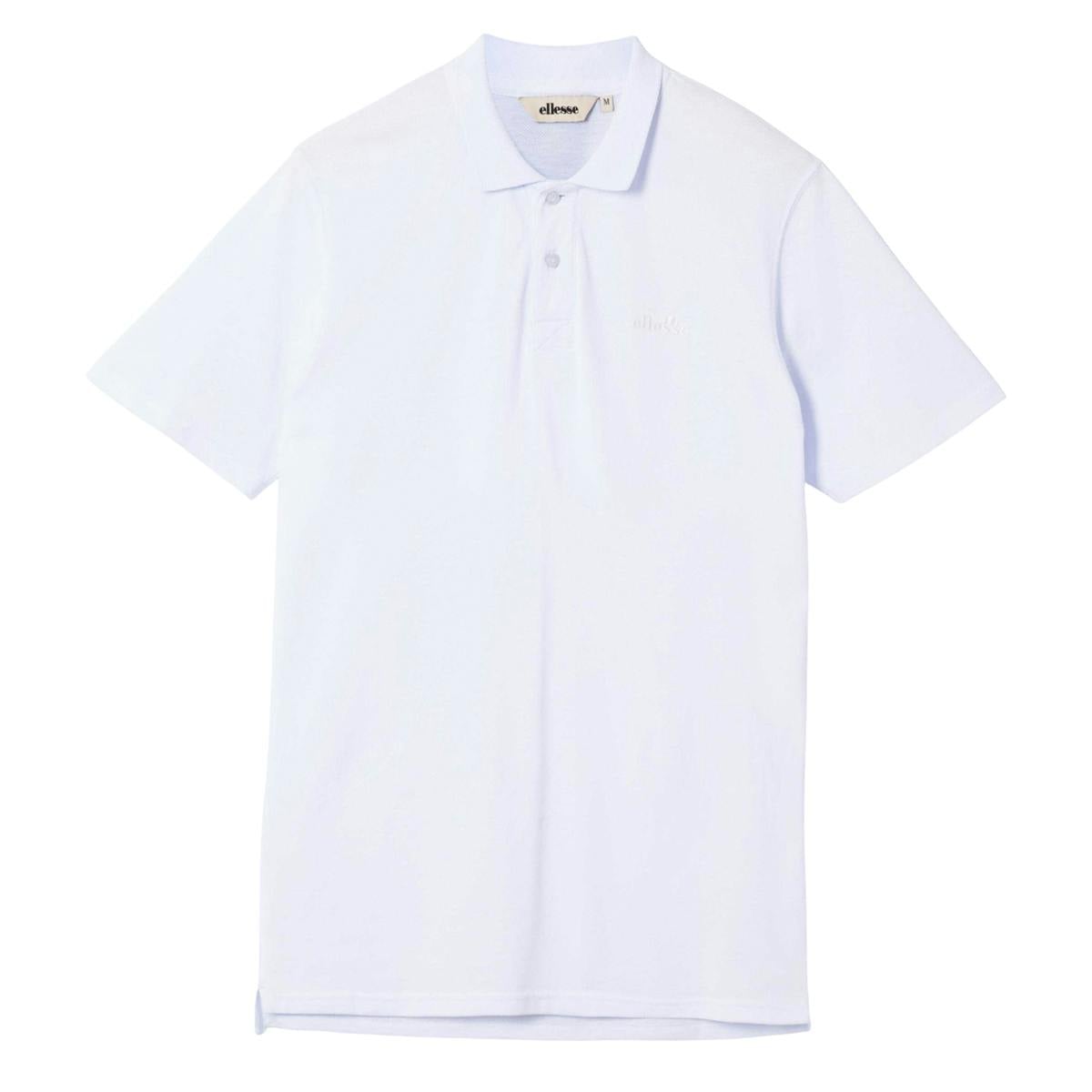 Ellesse Men's White Senago Polo Shirt - M - 52% Cotton/44% Polyester/4% Elastane