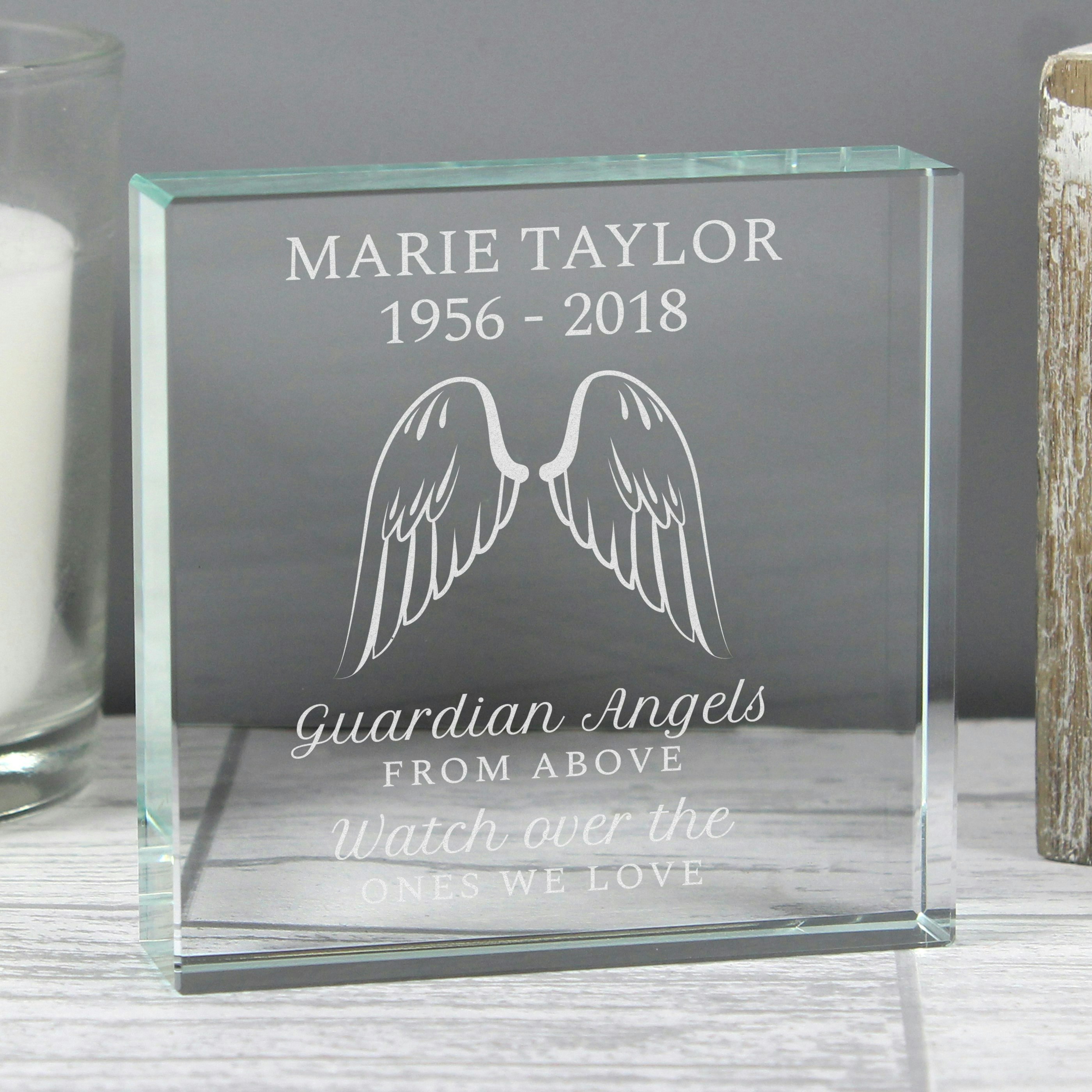 Rackhams Personalised Guardian Angel Wings Crystal Token