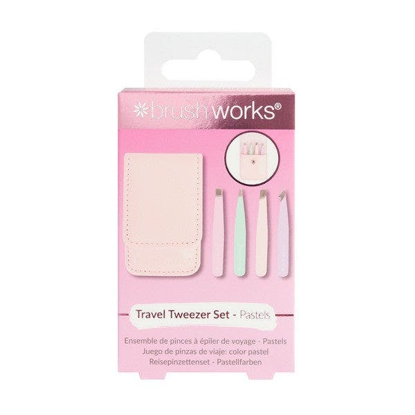 Brushworks Travel Tweezer Set (Pastels) – 4 Mini Stainless Steel Eyebrow Tweezers with Travel Case | Precision Hair Removal Kit | Vegan & Cruelty-Free - Image 3