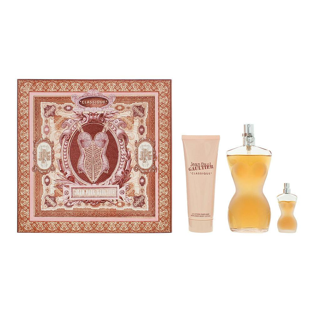 Jean Paul Gaultier Women's Classic 3 Piece Gift Set: Eau De Toilette 100Ml - Eau De Toilette 6Ml - Body Lotion 75Ml