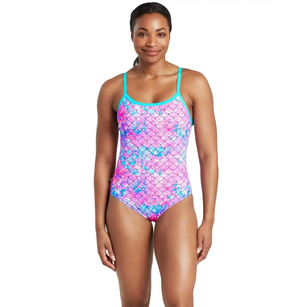 Zoggs Women's Pink Sirene Sparkle Thermal Ecofeel Strikeback Swimsuit - Aqua/ - Uk Size 20
