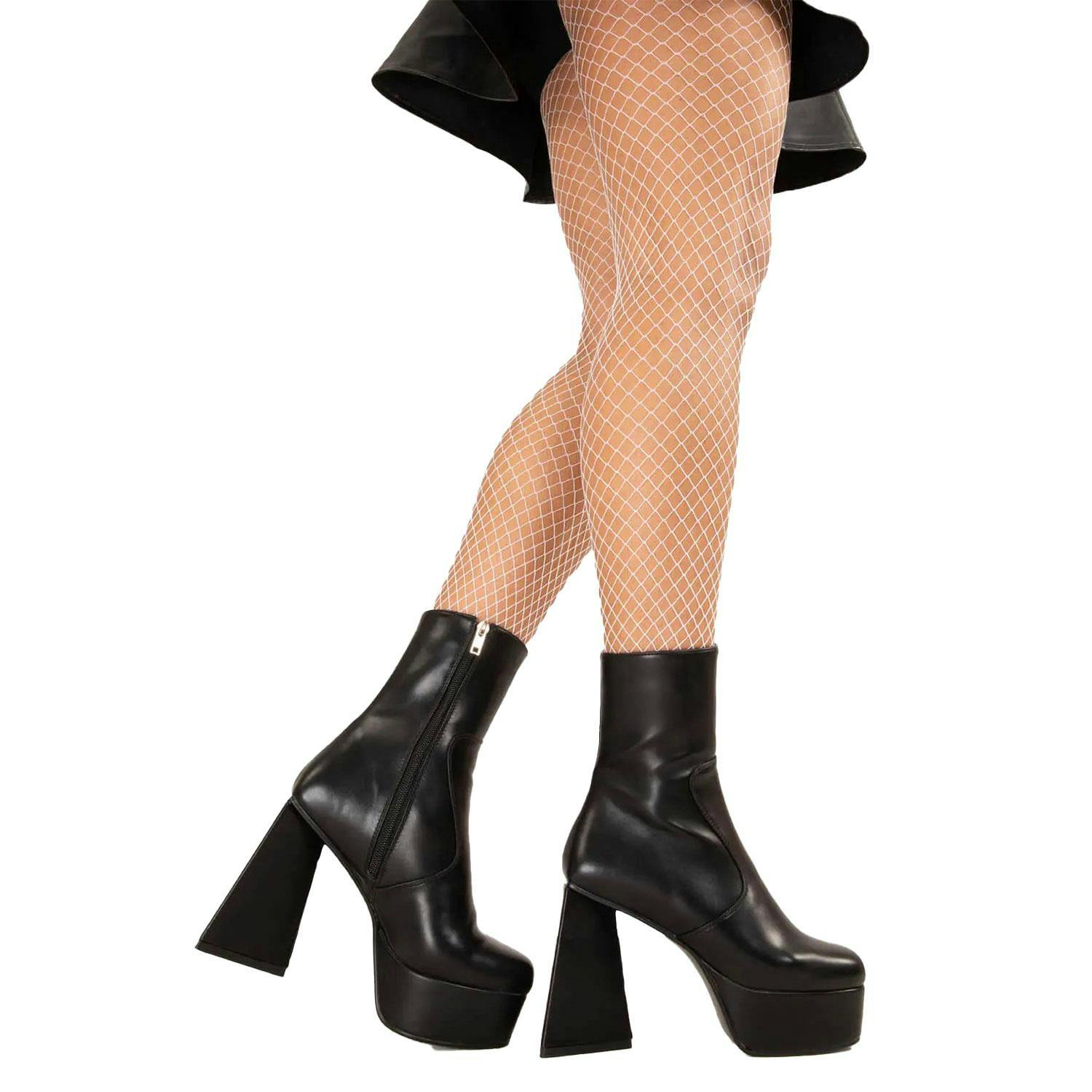 Lamoda Dark Never Simple Blackpu Platform Ankle Boots Bold Chic Fashion Shoes - Uk6