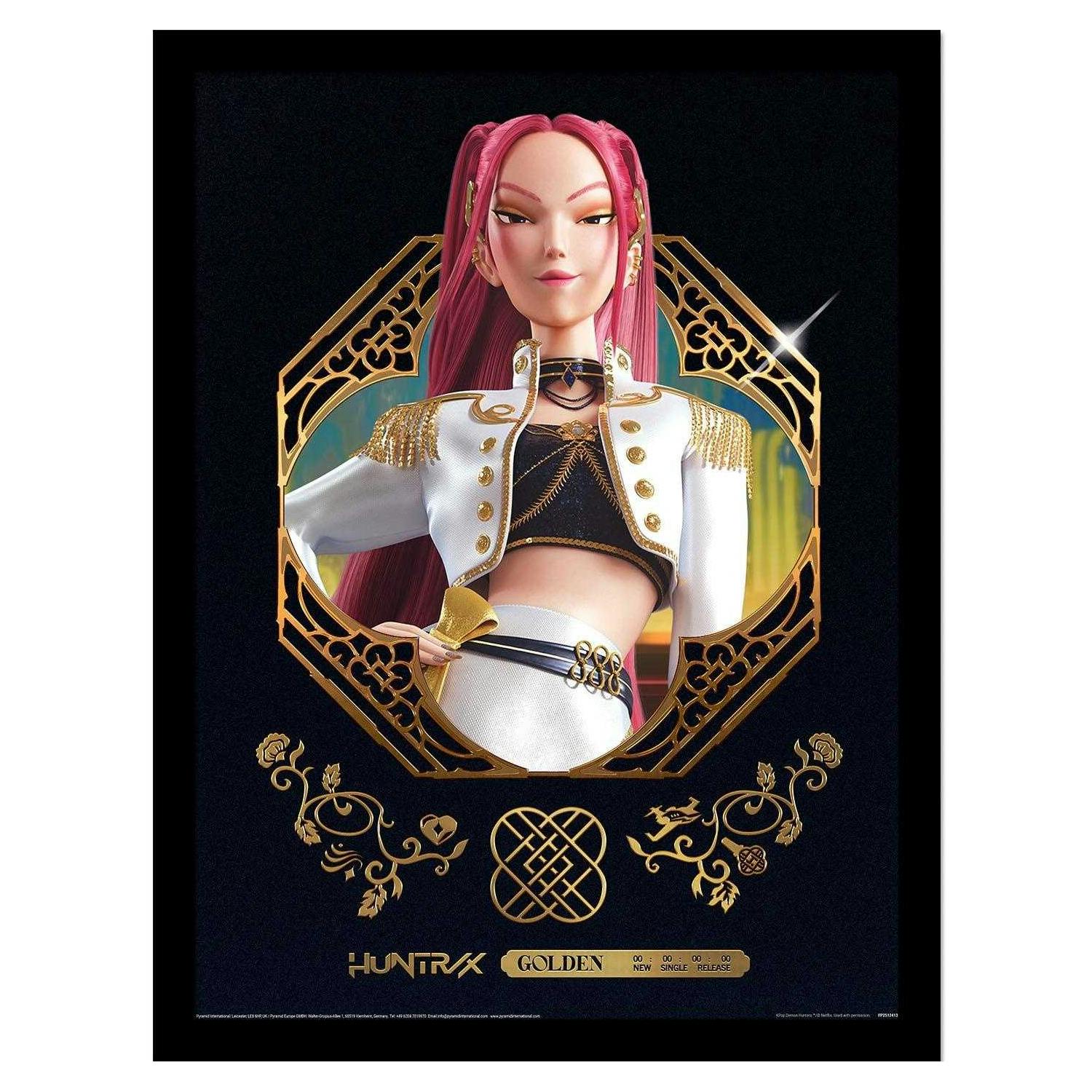 K-Pop Demon Hunters Black/Golden Portrait Mira Framed Poster - 45Cm X 35Cm