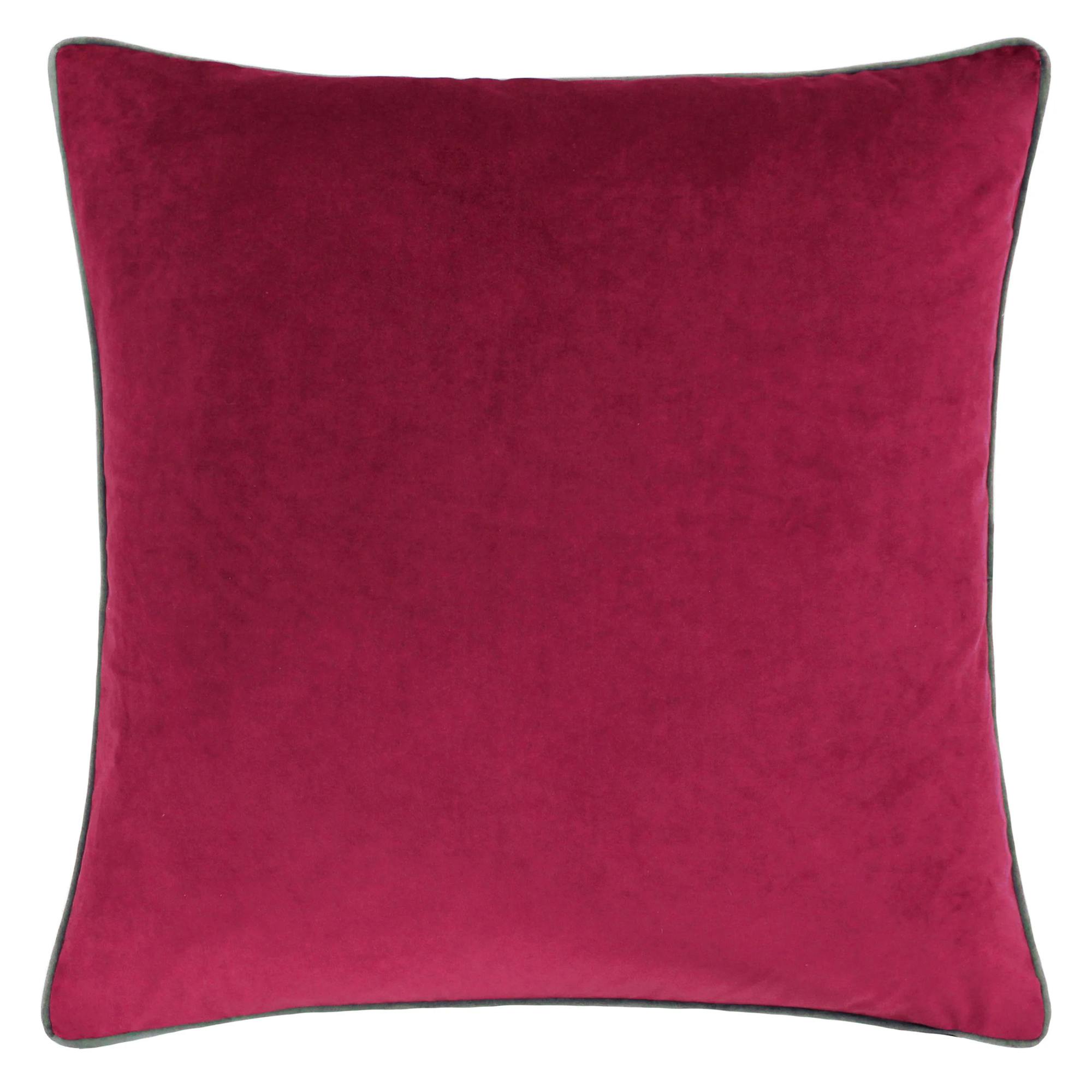 Furn Meridian Velvet Cushion Cover - Cranberry/Mocha - 45Cm X 45Cm - Cranberry/Mocha - 100% Polyester