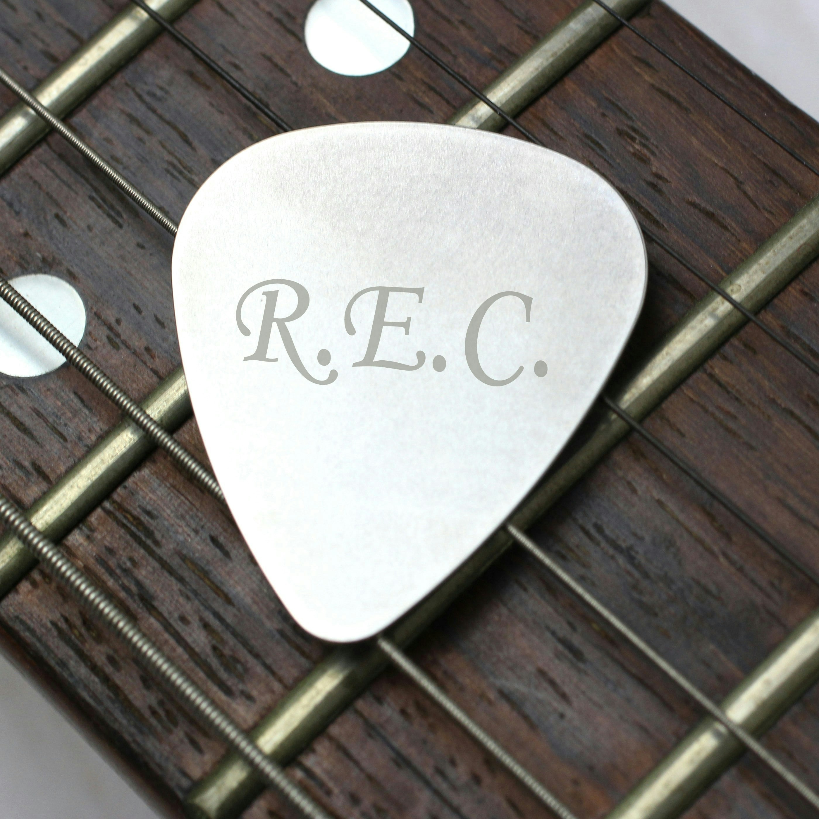 Personalised Memento Company Silver Personalised Initials Plectrum