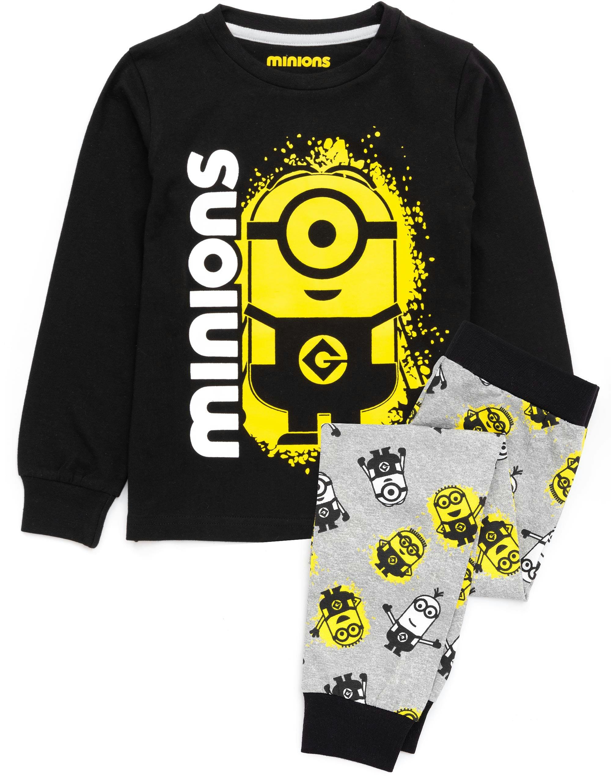 Vanilla Underground Boys Black Minions Long Sleeve Long Leg Pyjama Set - 10-11 Years