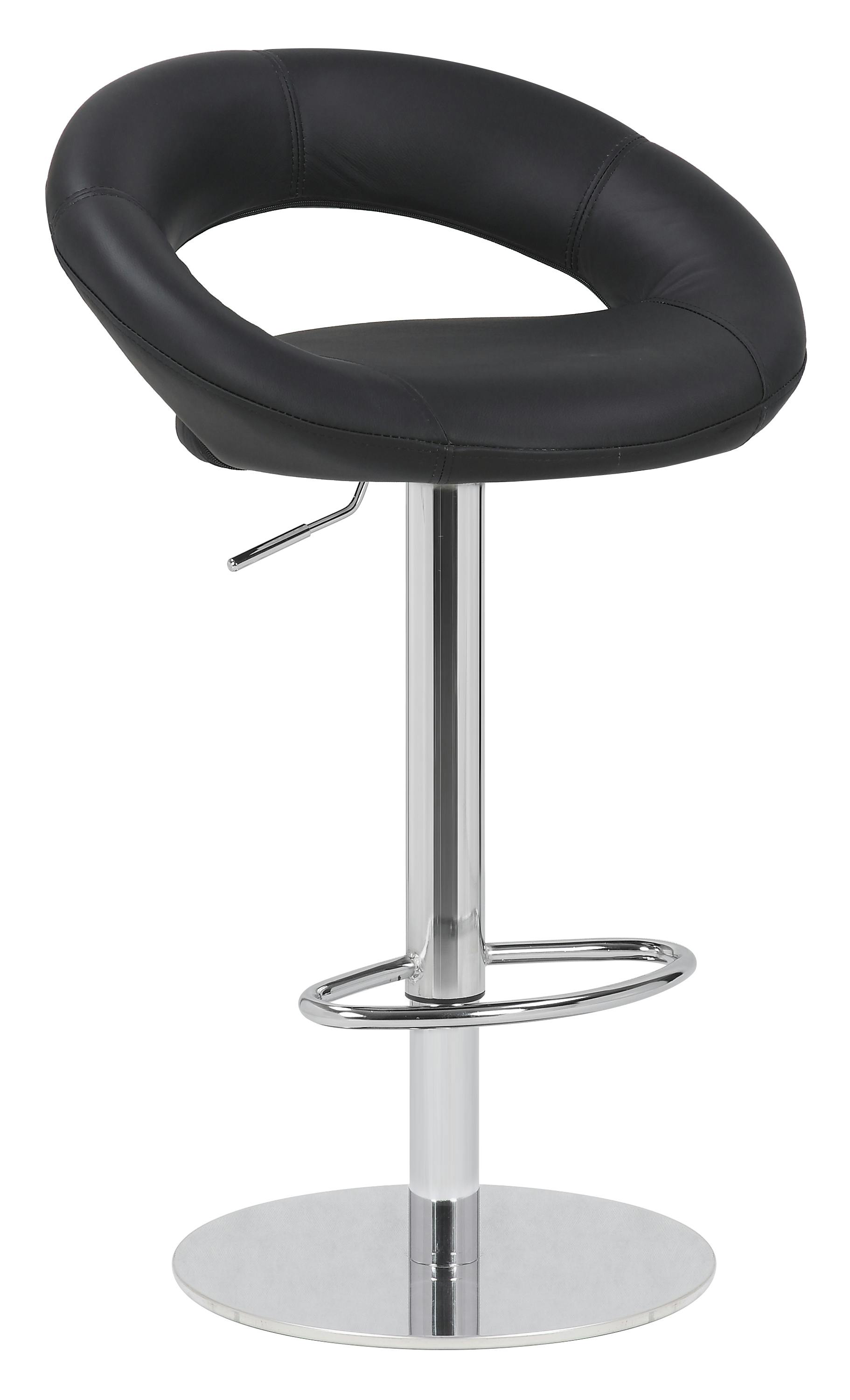 Lamboro Black Deluxe Sorrento Real Leather Kitchen & Breakasft Bar Stool, Adjustable Swivel Gas Lift,