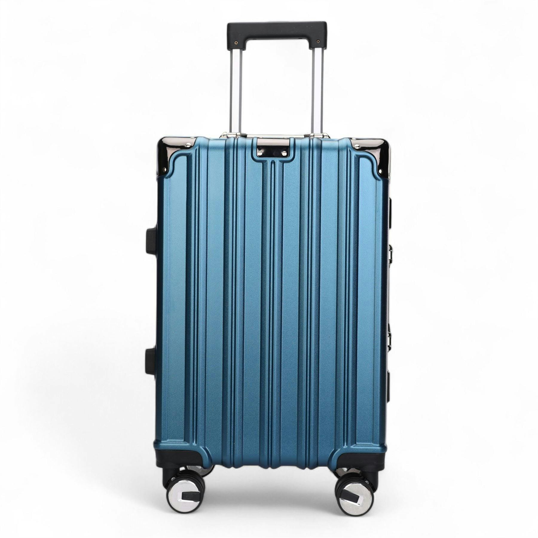 Infinity Luggage Blue Hardshell Suitcase Set Robust 8 Wheel Cabin Luggage Suitcases - Cabin