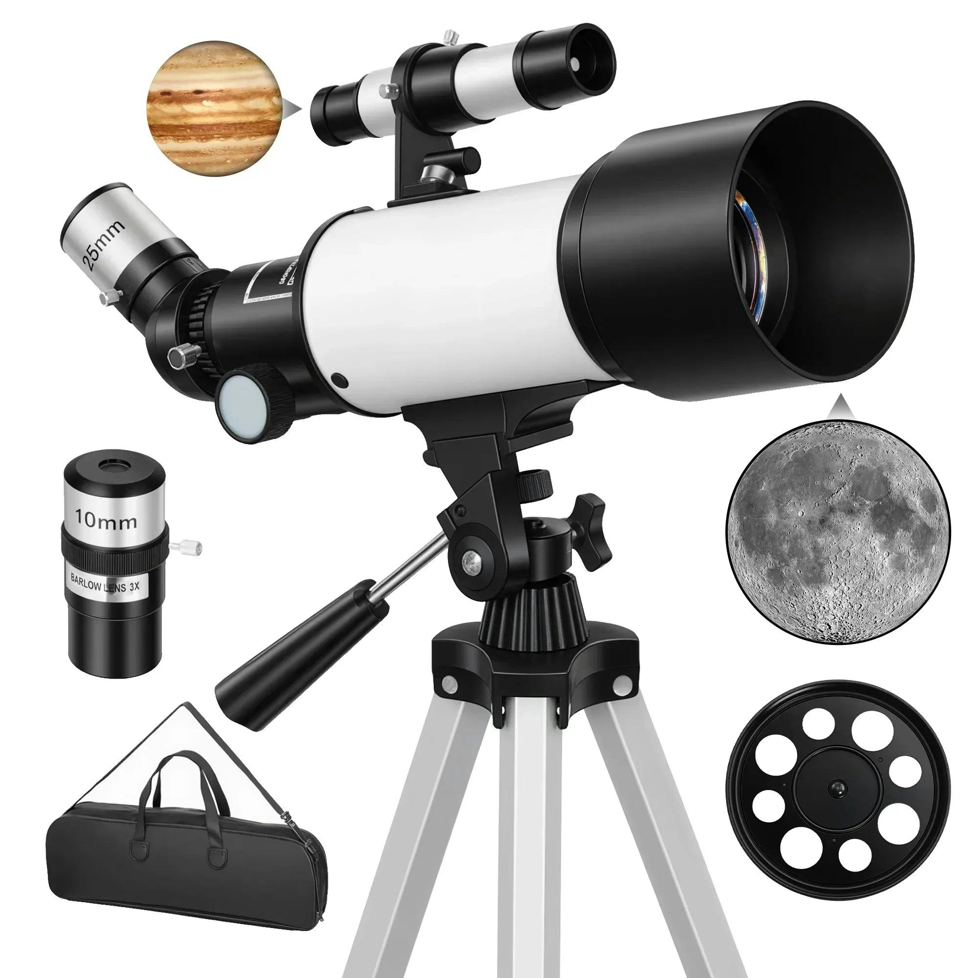 Outsunny Refractor Astronomy Telescope With 70 Mm Aperture, Carry Bag, White - Image 4