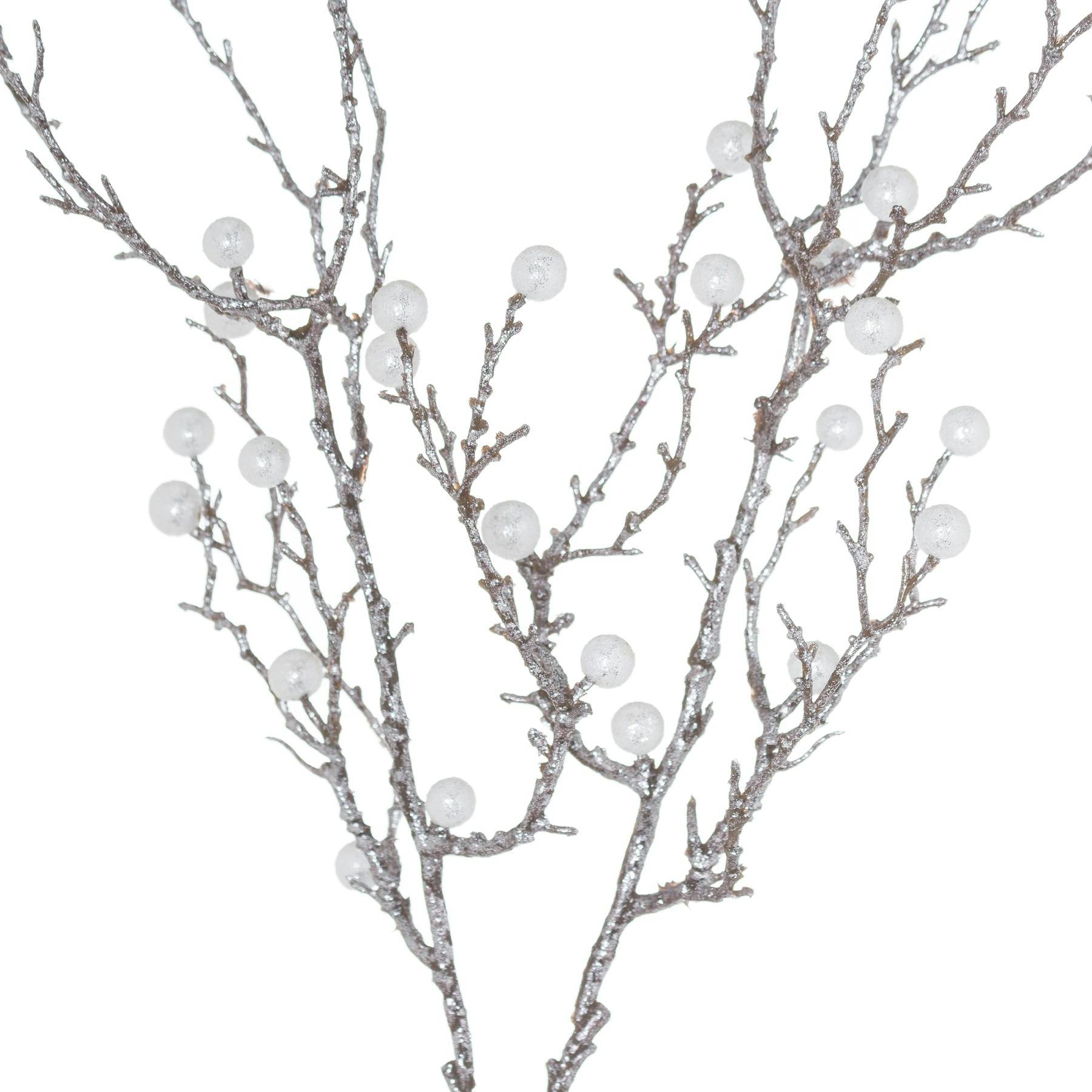 Rackhams Silver/White Festive Faux Pearl Artificial Plant - One Size - 100% Mixed