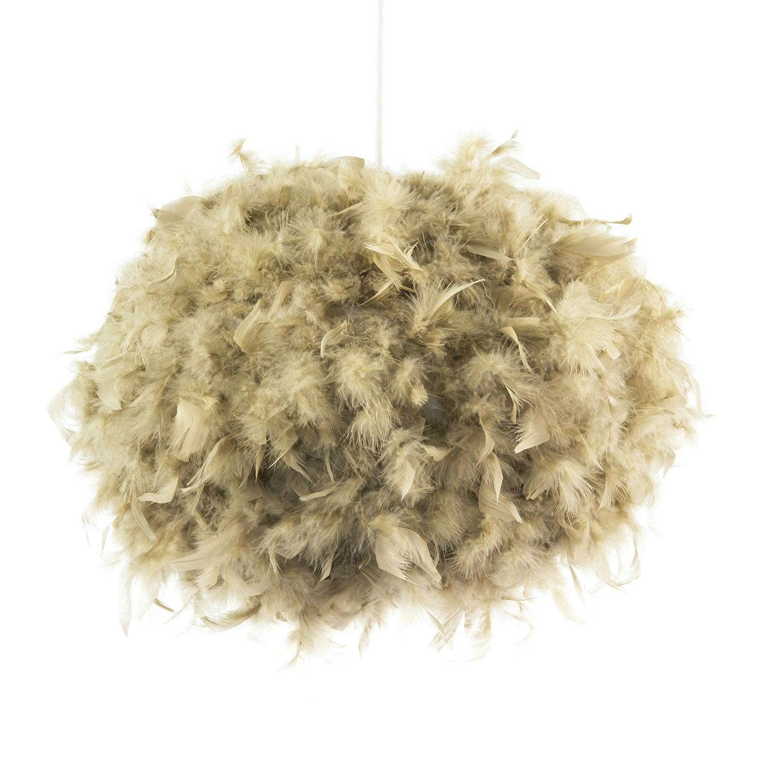 Happy Homewares Green Modern And Unique Large Olive Feather Decorated Pendant Shade