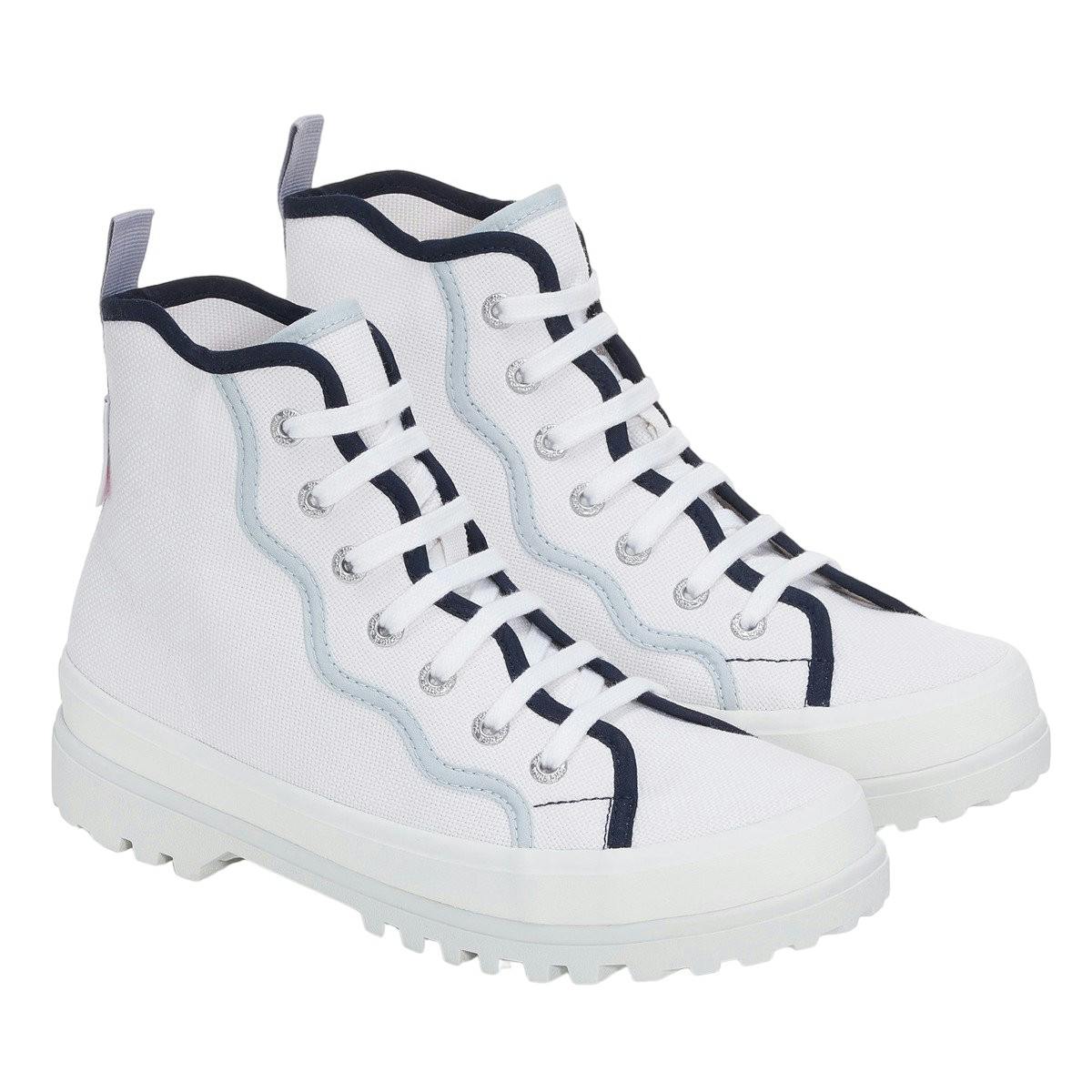 Superga Women's White/Blue 2341 Alpina Curly Bindings Ankle Boots - 4 Uk - 100% Mixed