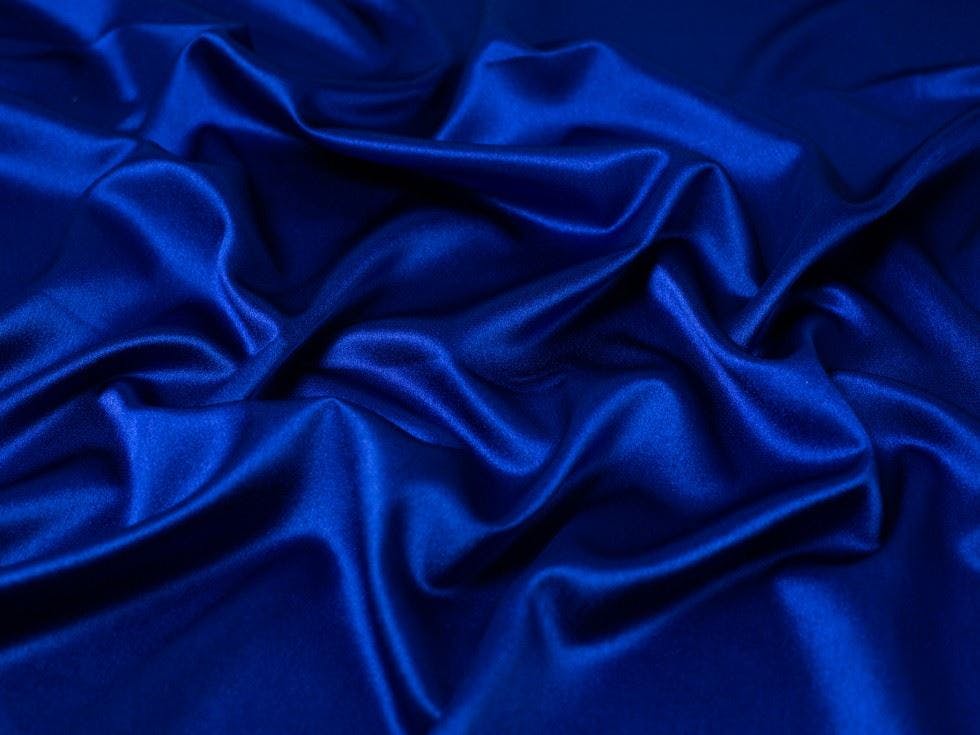 Minerva Core Range Blue Minerva Prada Stretch Woven Satin Crepe Fabric - Plain Design Dressmaking Fabric, 150 Cm / 60" Wide - Per Metre - Royal