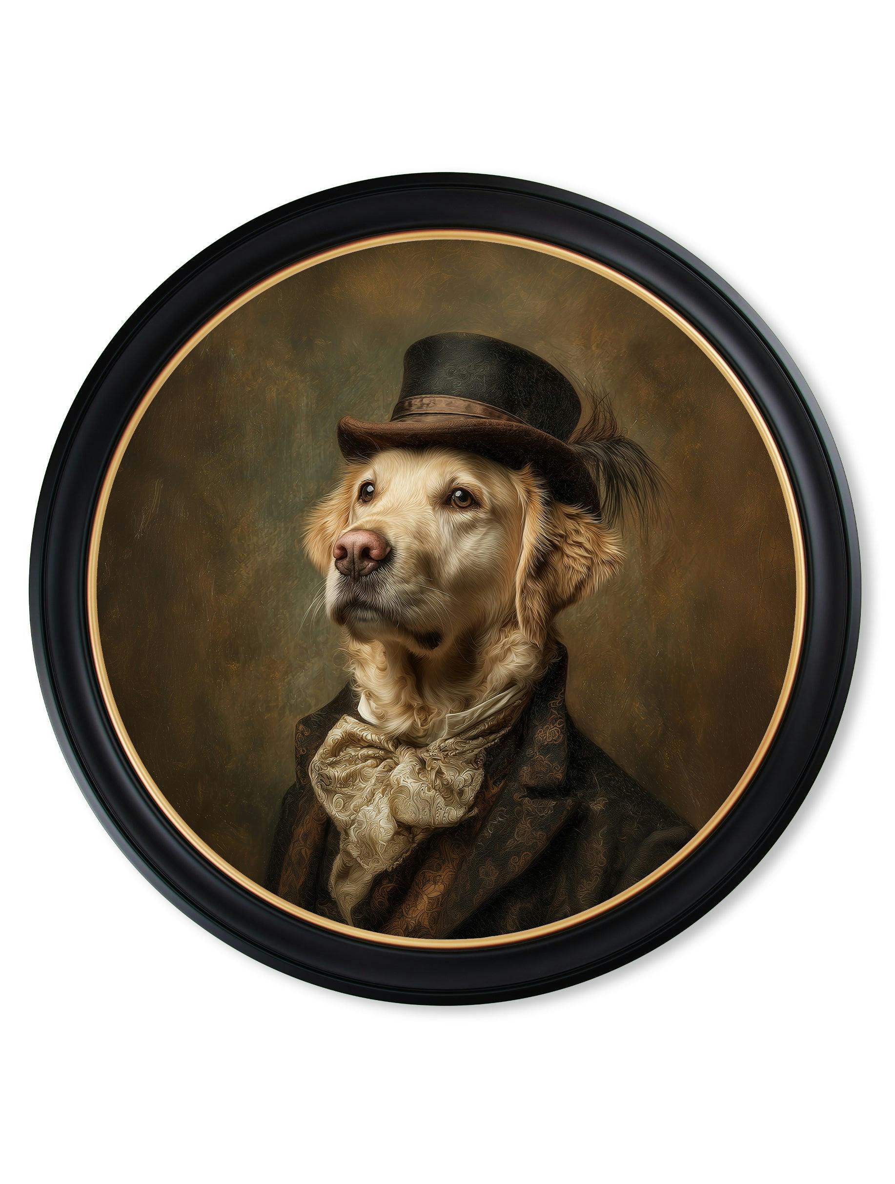 Rackhams Golden Lord Goldpaw - Gentleman Labrador Oxford Round Frame - 96 X 96Cm