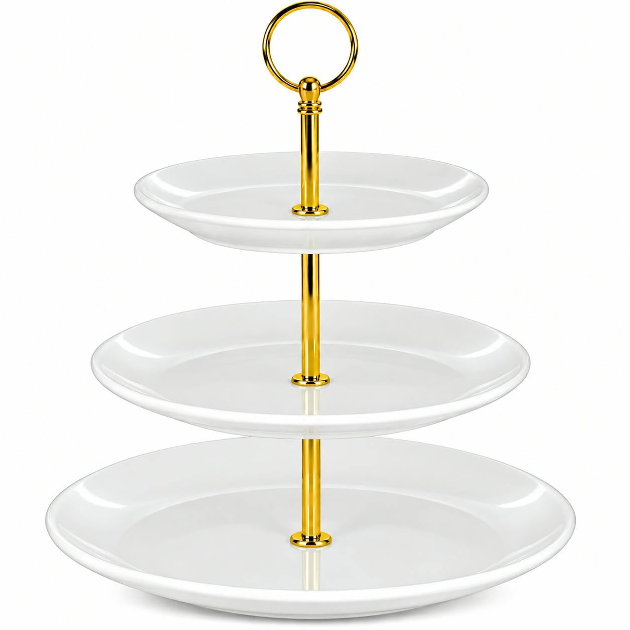 3 Tier Cake Stand, Embossed Glass Afternoon Tea & Dessert Serving Stand | Embossed glass plates, Crown fittings, 3 tier display, Reusable design, Parties & weddings - Image 3