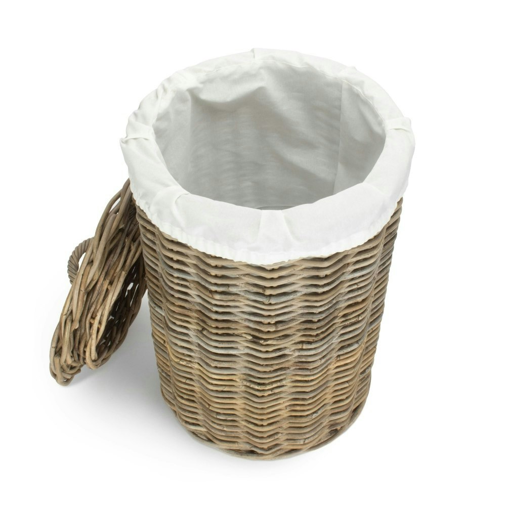 Red Hamper Red/White Hamper Small Round Rattan Laundry Basket With Lining