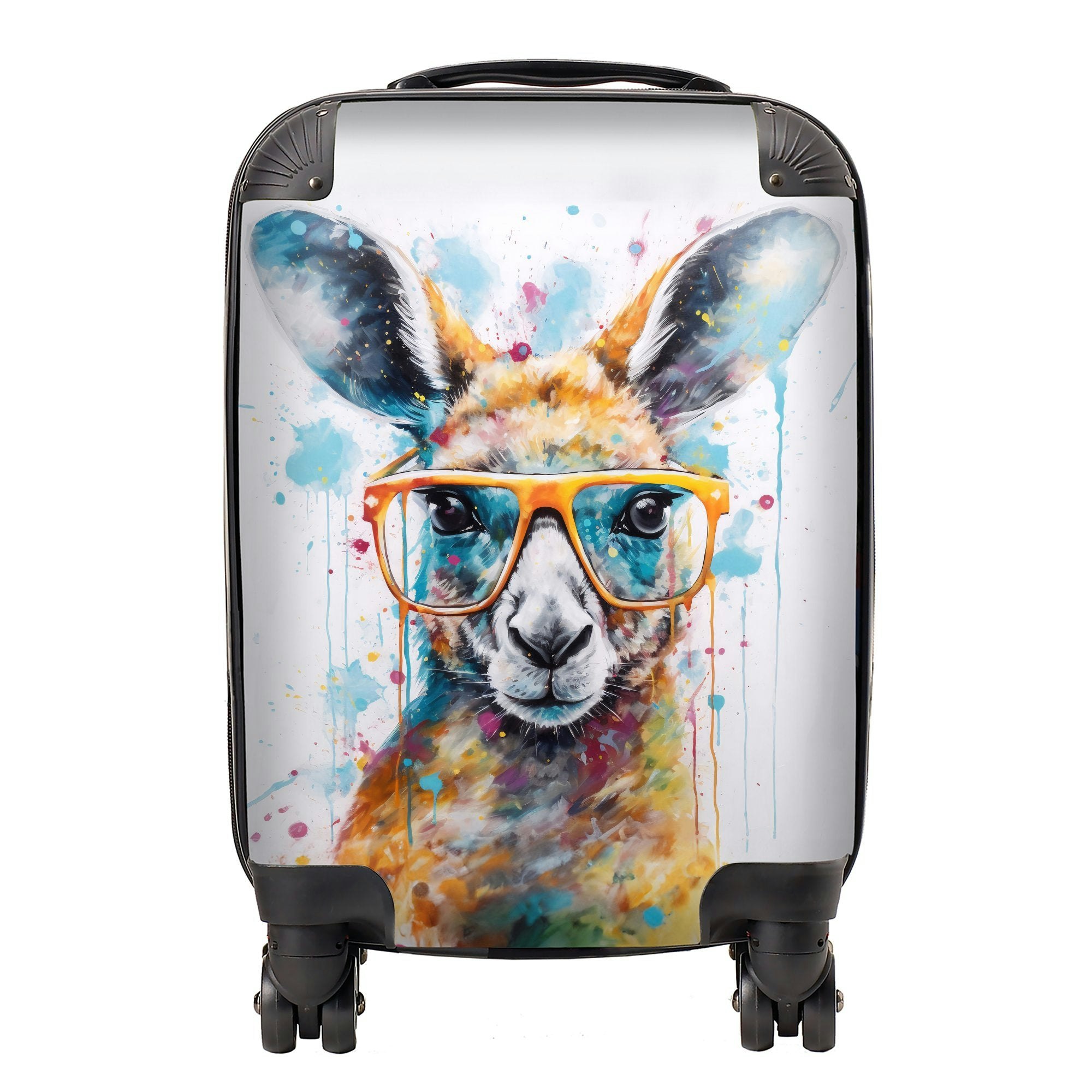 Warren Reed Splashart Kangaroo In Glasses Suitcase - Small