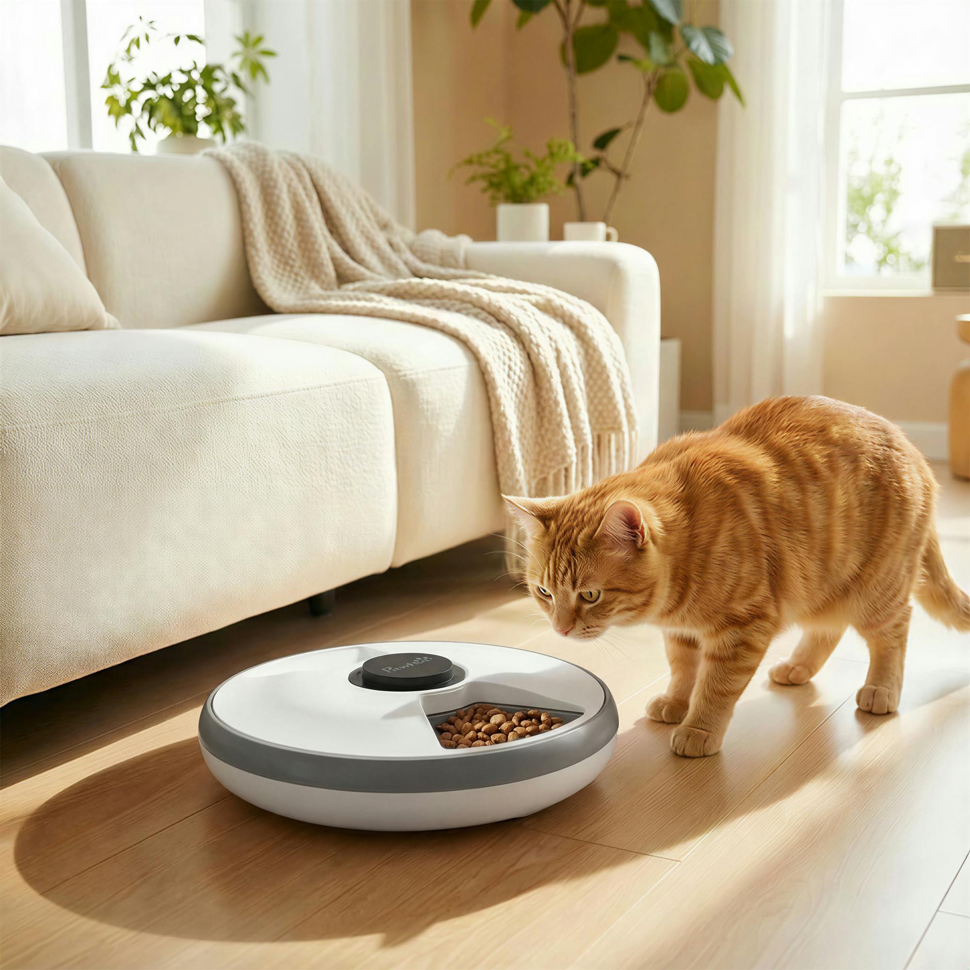 Pawhut Grey Automatic Cat Feeder Programmable Timer For 6 Meals - Pet Feeder - 1